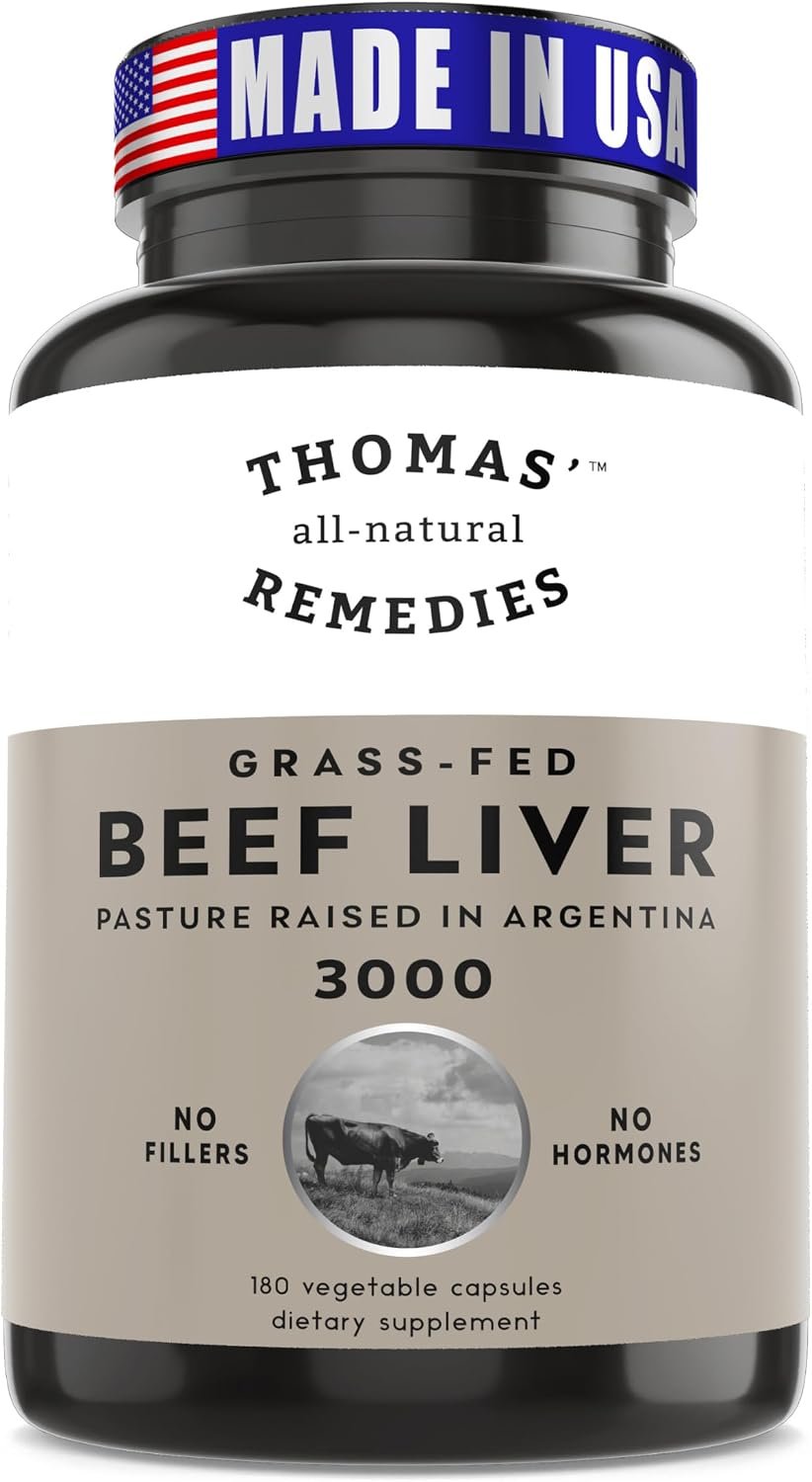 Toms Remedies Grassfed Beef Liver Supplement, 3000mg – Iron & Energy
