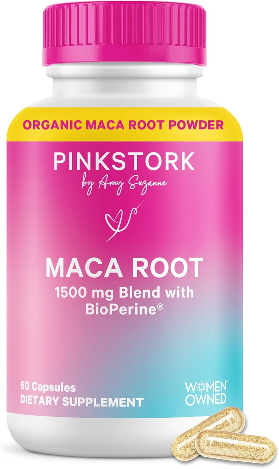 Pink Stork Organic Maca Root Capsules for Women, 1500 mg, 60 Count