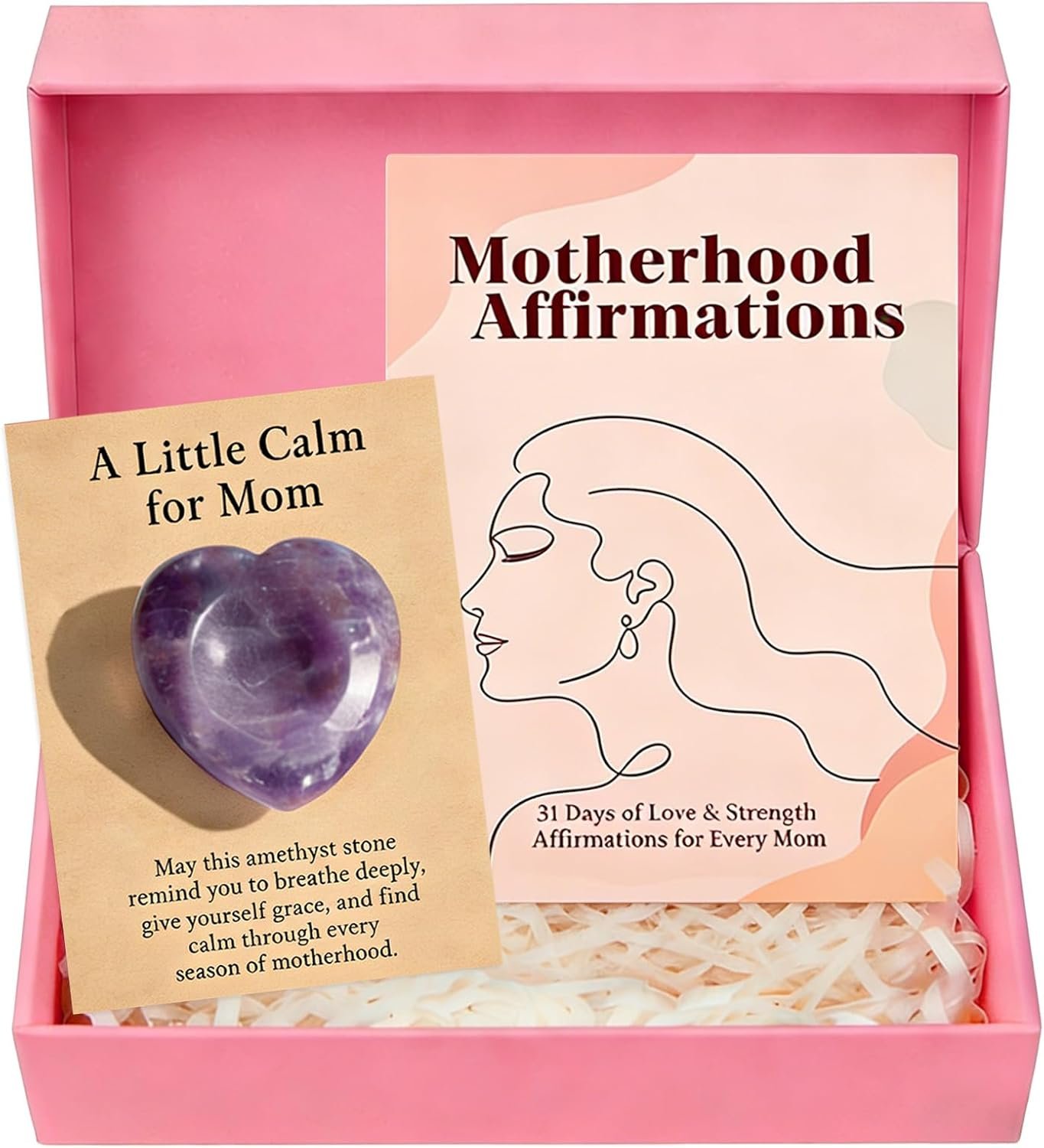 Push Presents for New Mom, Affirmation Cards & Amethyst Worry Stone