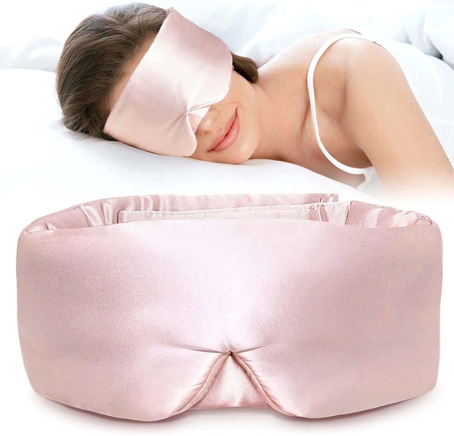 LitBear Silk Sleep Mask for Side Sleeper, Eye Mask Sleeping for Women Men
