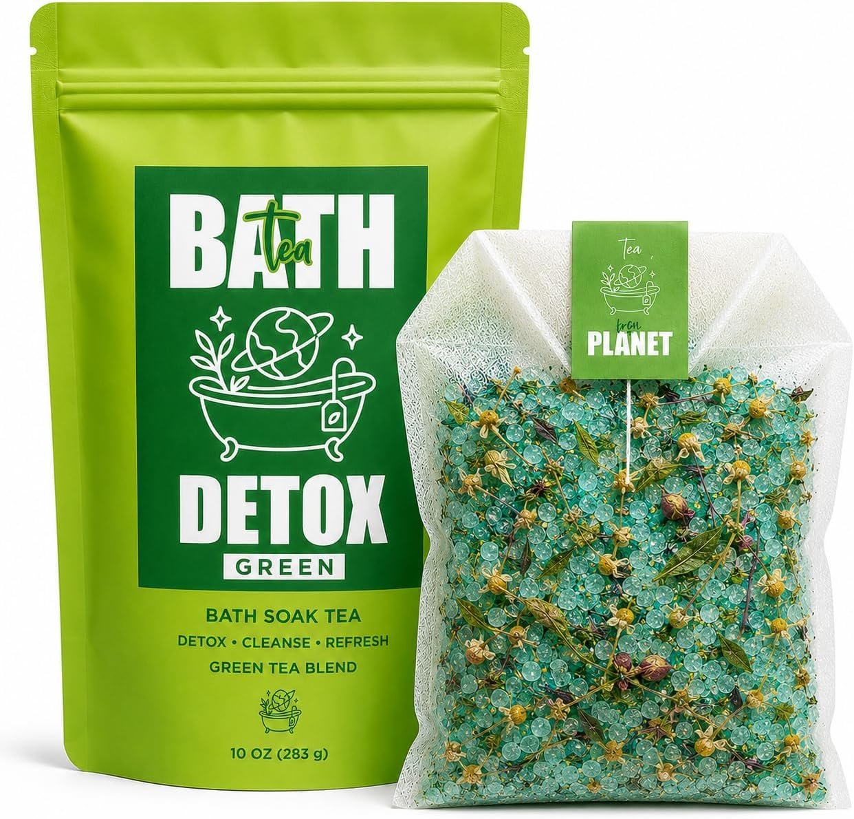 Bath Tea Bags for Tub – Detox Citrus Ginger – Herbal Soak with Epsom Salt – Aromatherapy Spa Relaxation – Skin Refreshing Mineral Soak – PlanetBath 6.35 oz
