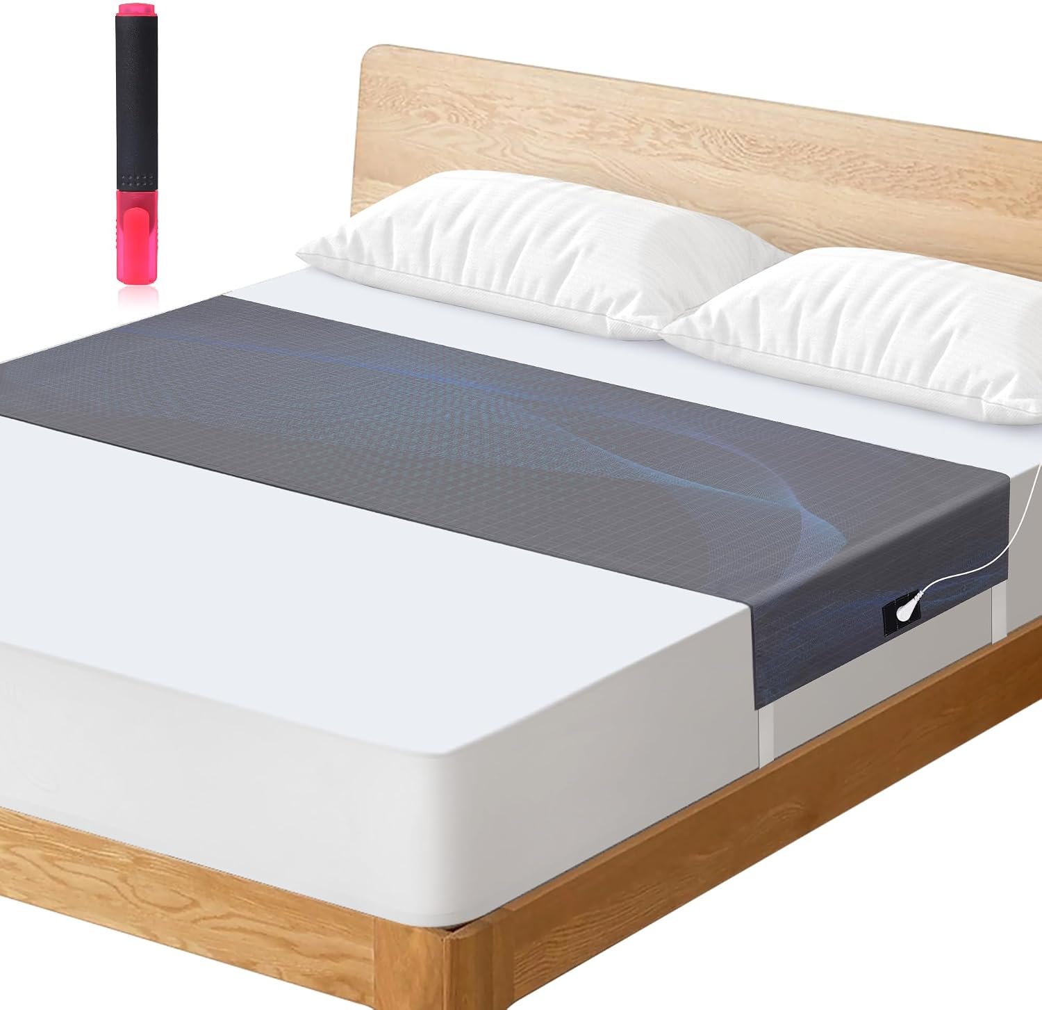 Grounding Sheets: Anti-Static Fitted Bedsheets with Adjustable Straps -Conductive Silver Fiber Grounded Sheets for Sleep -Grounding Mat for Bed with Cord and Tester (Grey,66×21″)