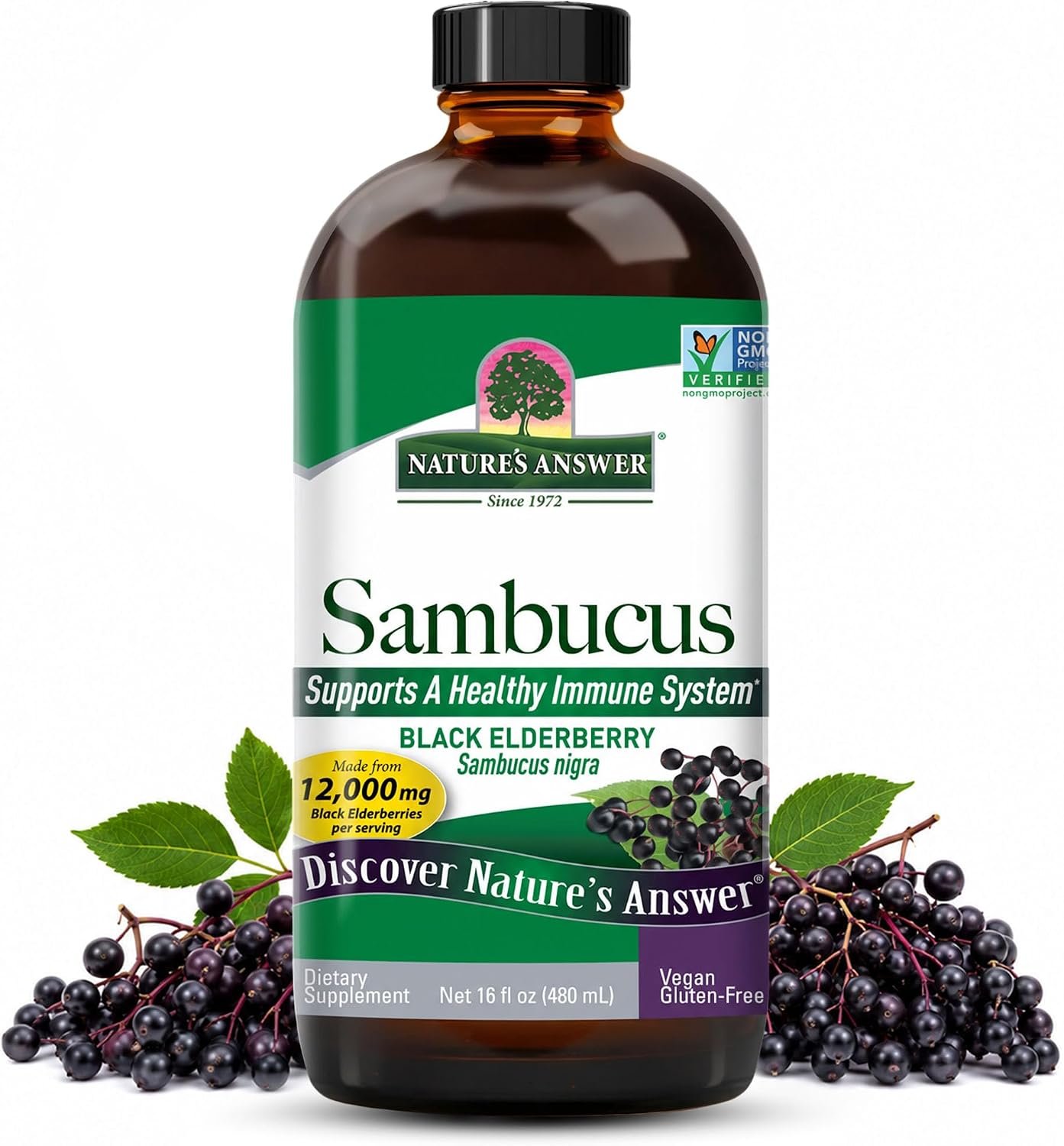Natures Answer Sambucus Black Elderberry Family Size, 16 FZ