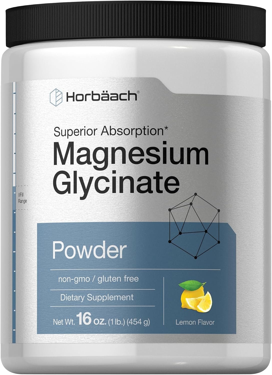 Horbäach Magnesium Glycinate Powder | 1 lb | Lemon Flavored