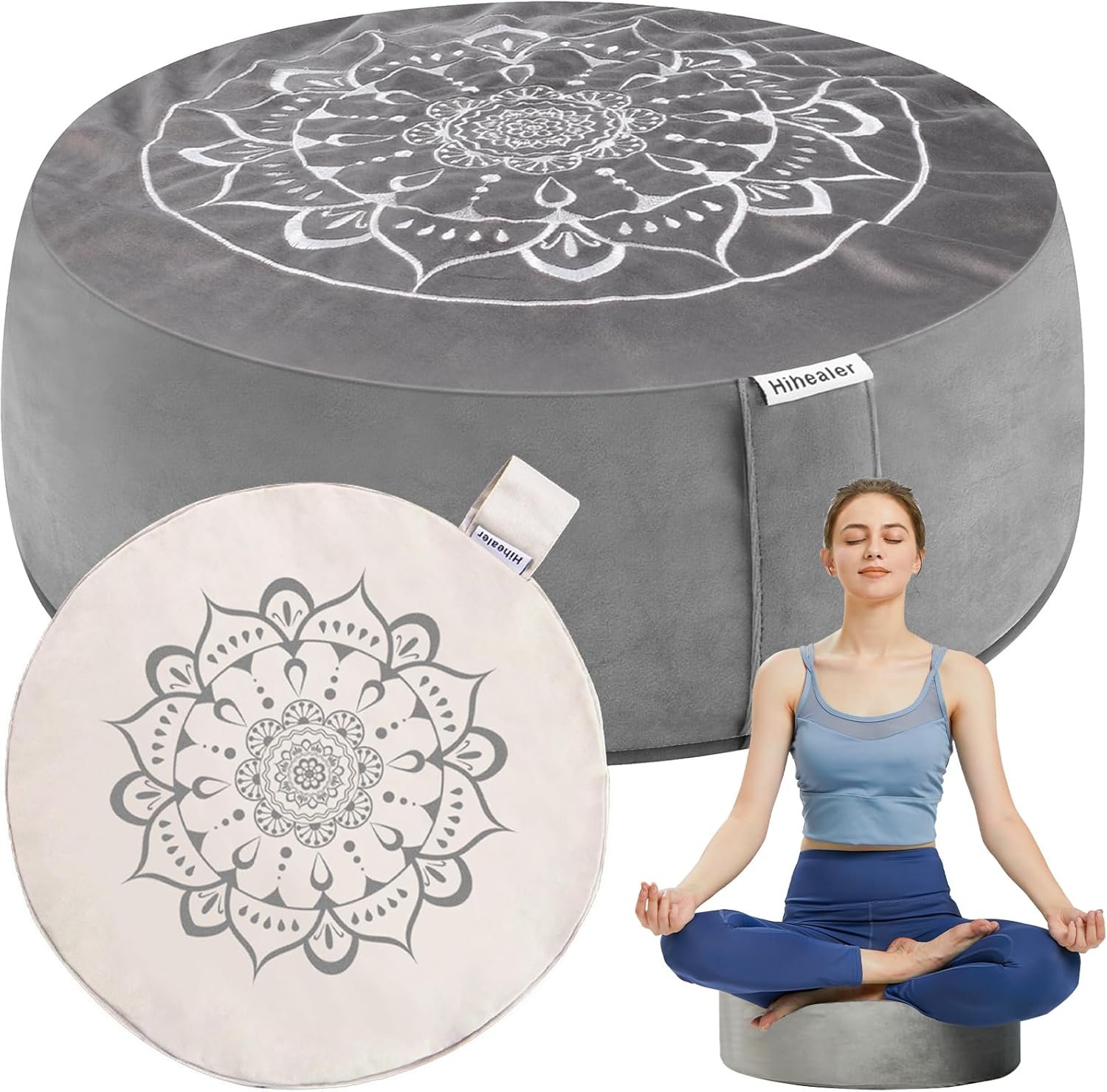 Hihealer Meditation Cushion, Traditional Tibetan Velvet Meditation Pillow