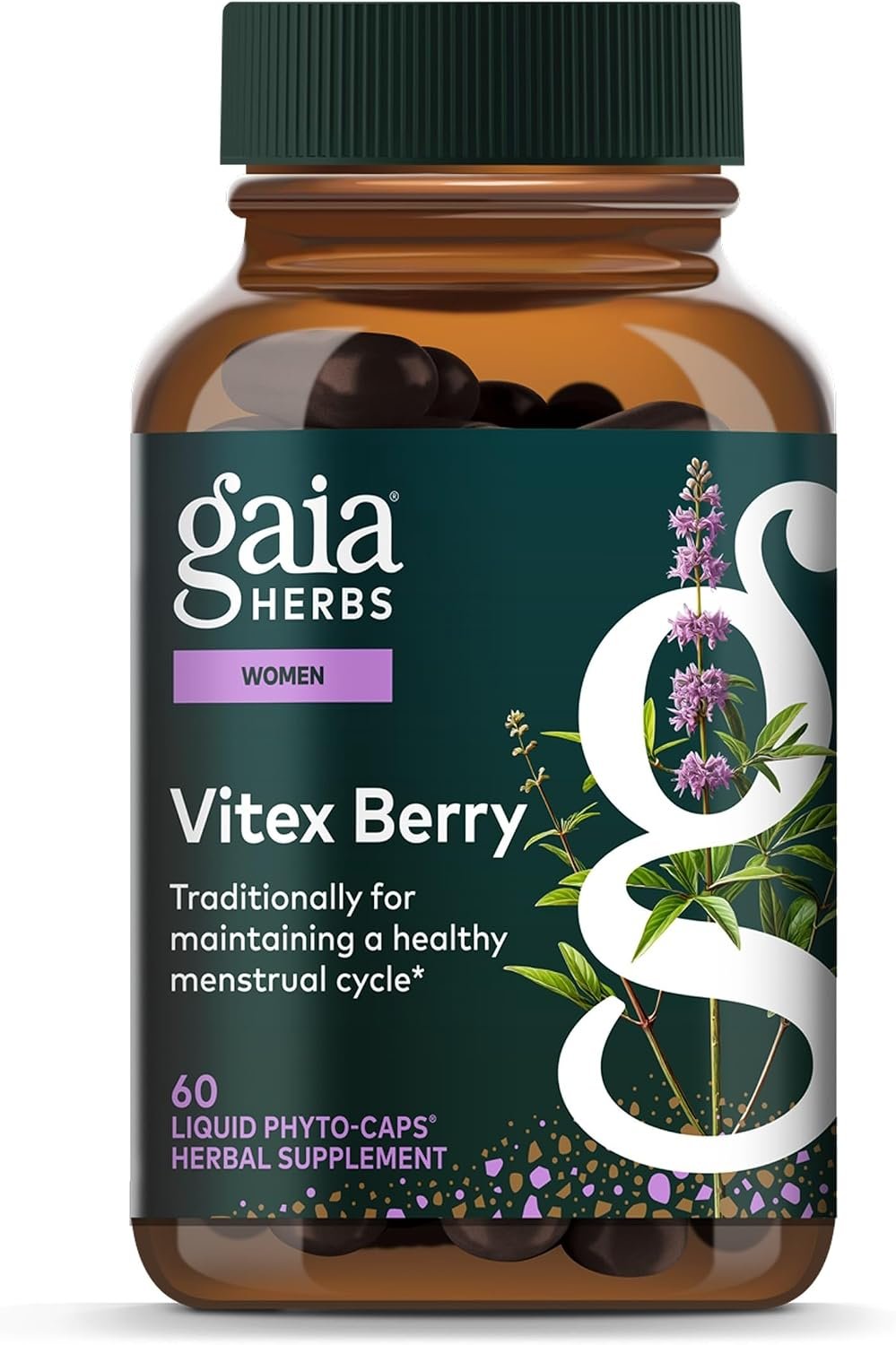 Gaia Herbs Vitex Berry 1000 mg, 60 Vegan Capsules, 30 Servings