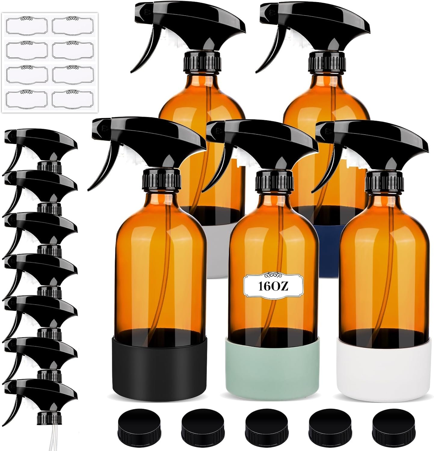 ZENOWICK 5 Pack/16 Oz Glass Spray Bottles, Refillable Empty Containers