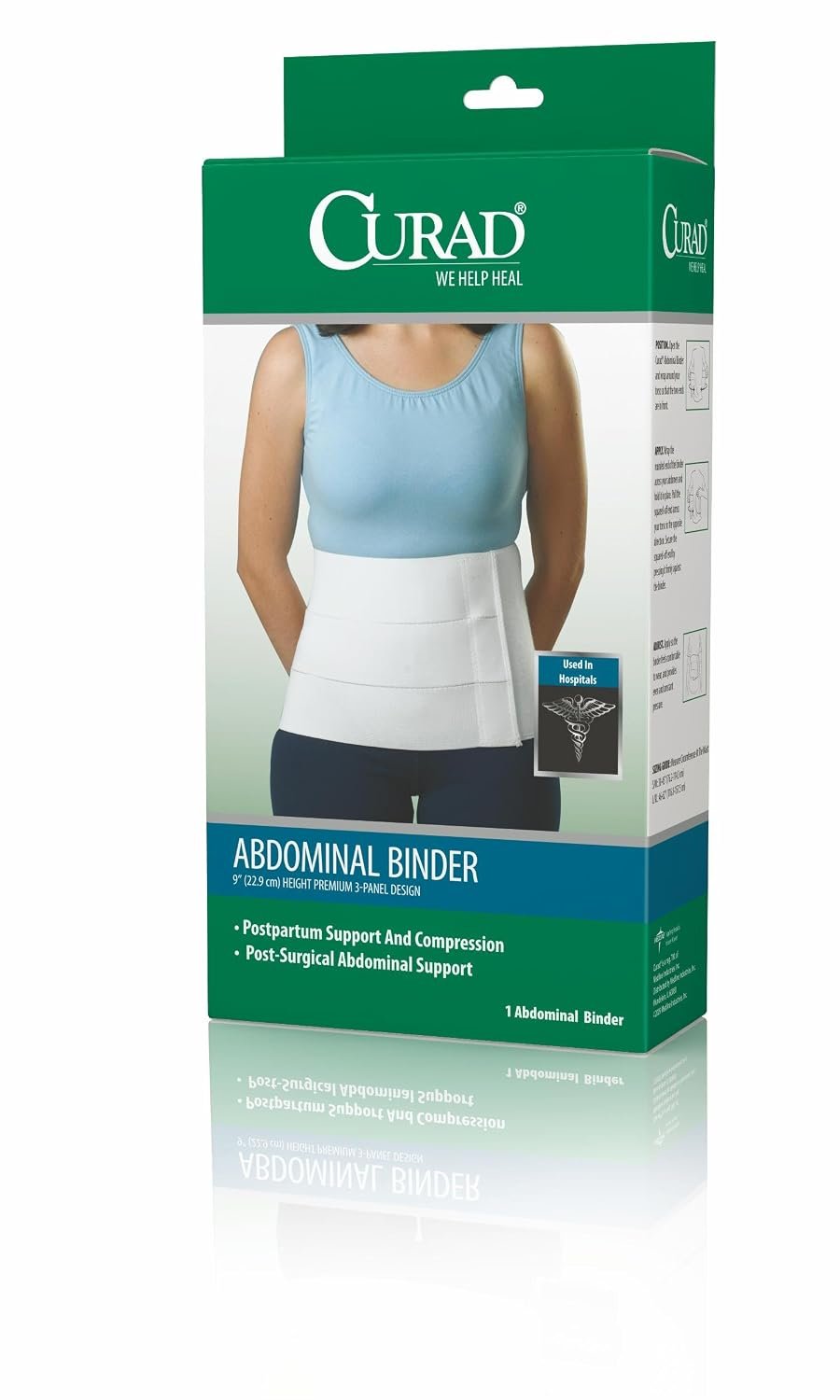 CURAD Tri-Panel Abdominal Binder, Size S/M (30″ to 45″ Waist), 9″ Height – Premium Quality, Comfortable Support for Post- Operative and Post-Pregnancy Recovery