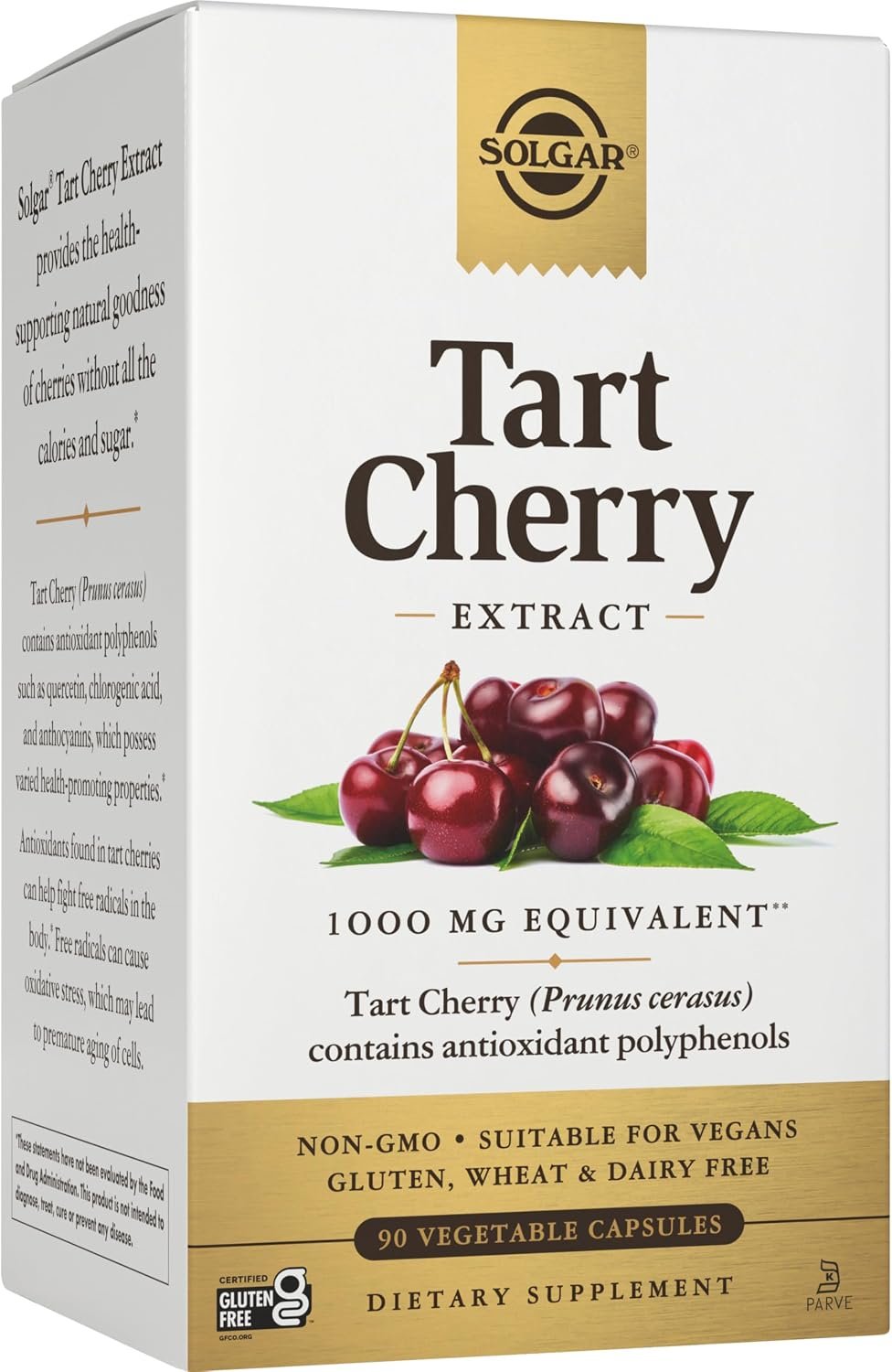Solgar Tart Cherry 1000 mg, 90 Vegetable Capsules, Antioxidant w/Quercetin