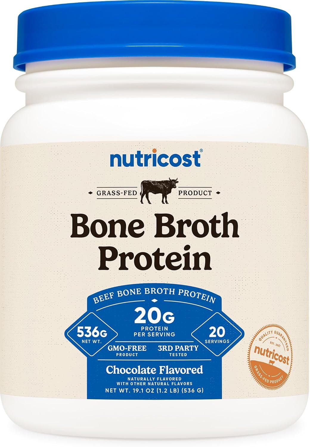Nutricost Beef Bone Broth Protein Powder (Chocolate) 20 Servings, GMO-Free