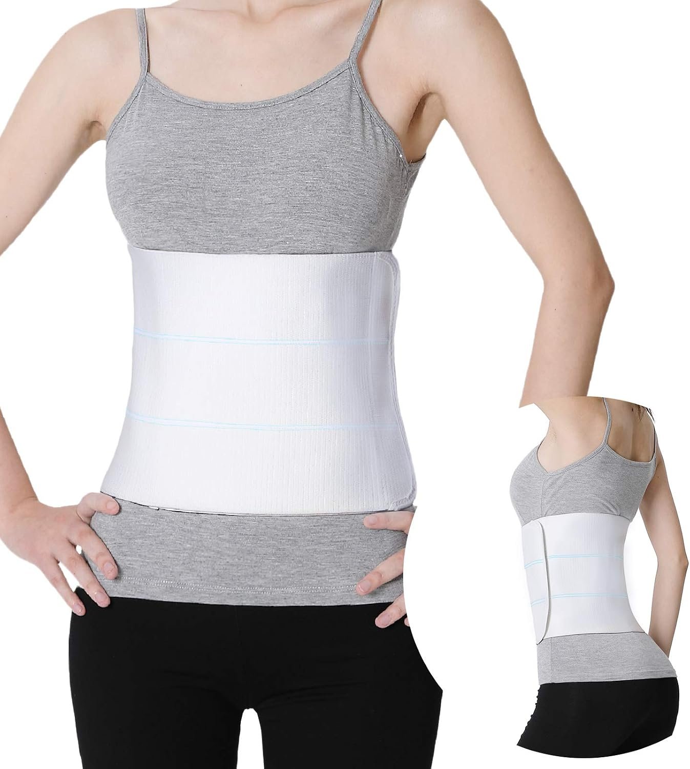 S Abdominal Binder Post Surgery – Elastic Waist Band for Stomach Support & Compression, Bariatric, Tummy Tuck | Latex-free, Breathable Belly Wrap Hernia Belt Lipo Garment – (30″ – 45″) 3 PANEL – 9″