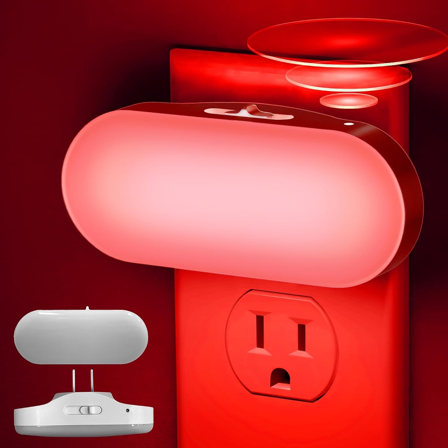 DORESshop Red Night Light,Auto On/Off,0-100 LM Adjustable Brightness