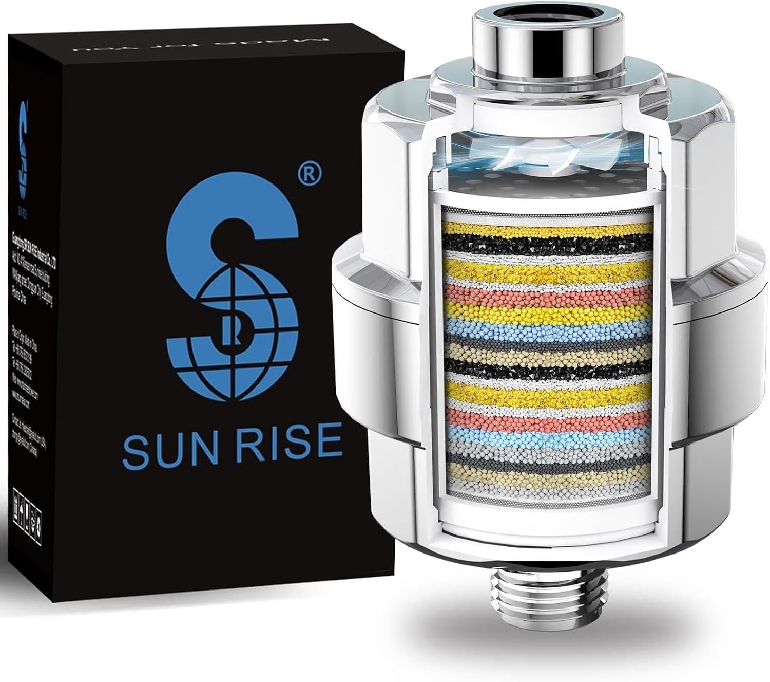 SR SUN RISE 20 Stage Shower Filter for Hard Water, 1 Cartridge, Chrome