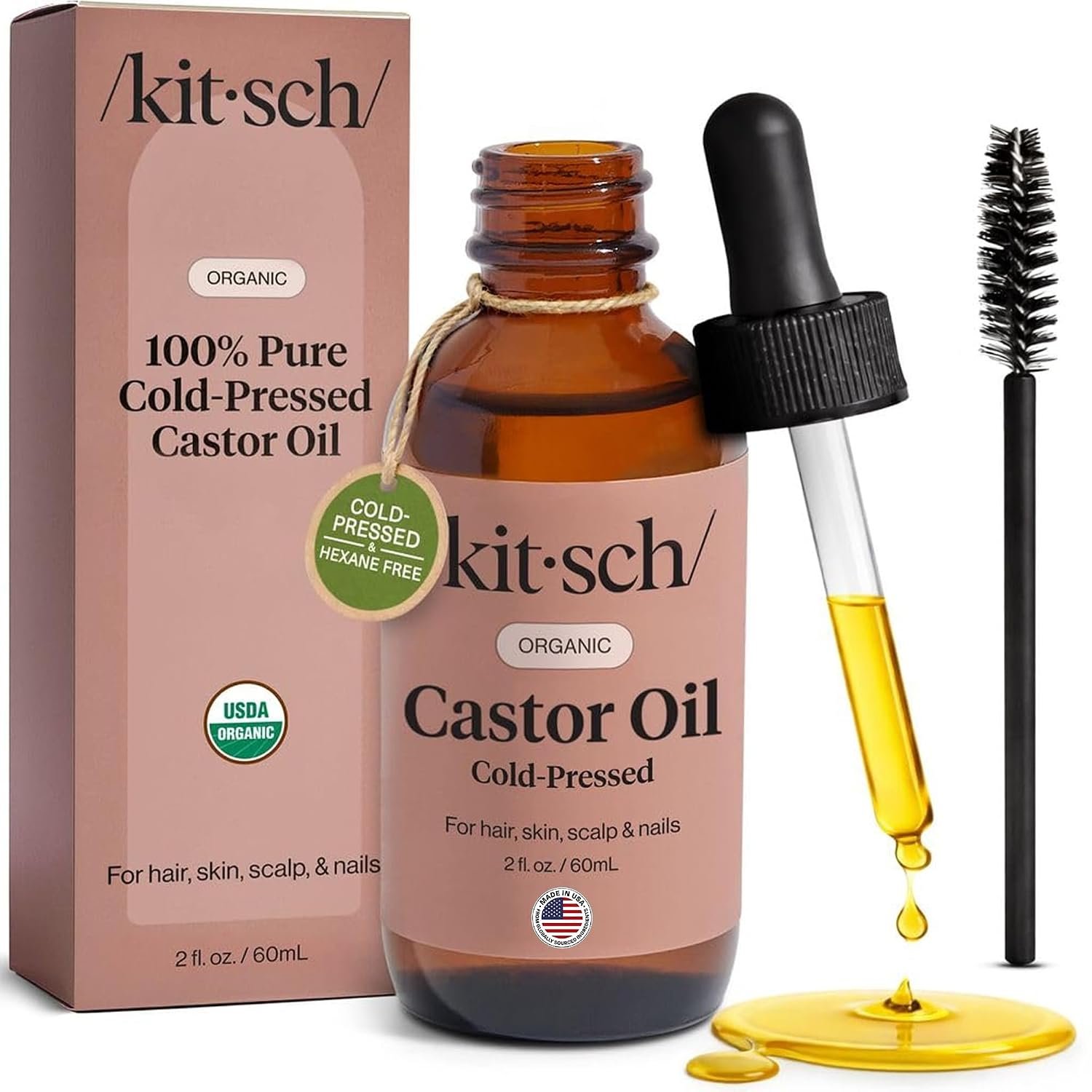 Kitsch 100% Pure Castor Oil Organic Cold Pressed – 2 oz