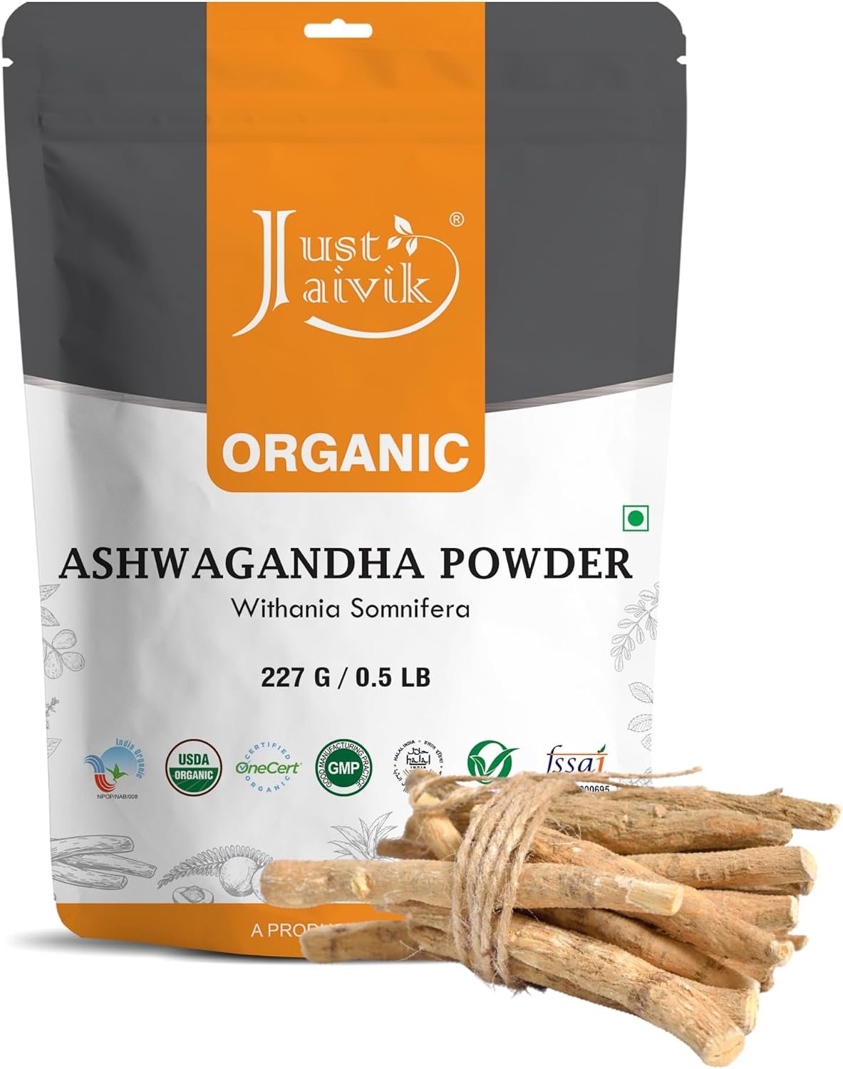 100% Organic Ashwagandha Powder- Withania Somnifera- USDA Certified Organic- 227g (0.5 LB) 8 oz – Ayurvedic Herbal Supplement That Promotes Vitality & Strength – Support for Stress-free Living