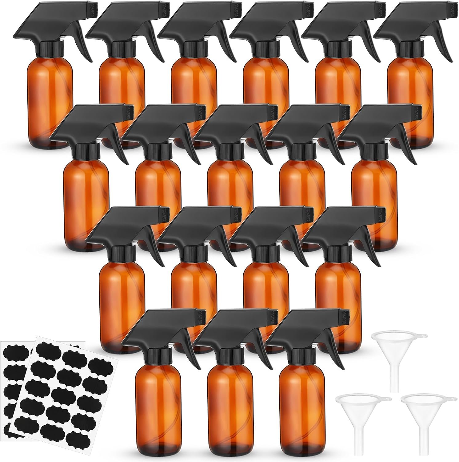 Fumete 20 Pcs 4 oz Glass Spray Bottles Empty Sprayer Containers,Amber
