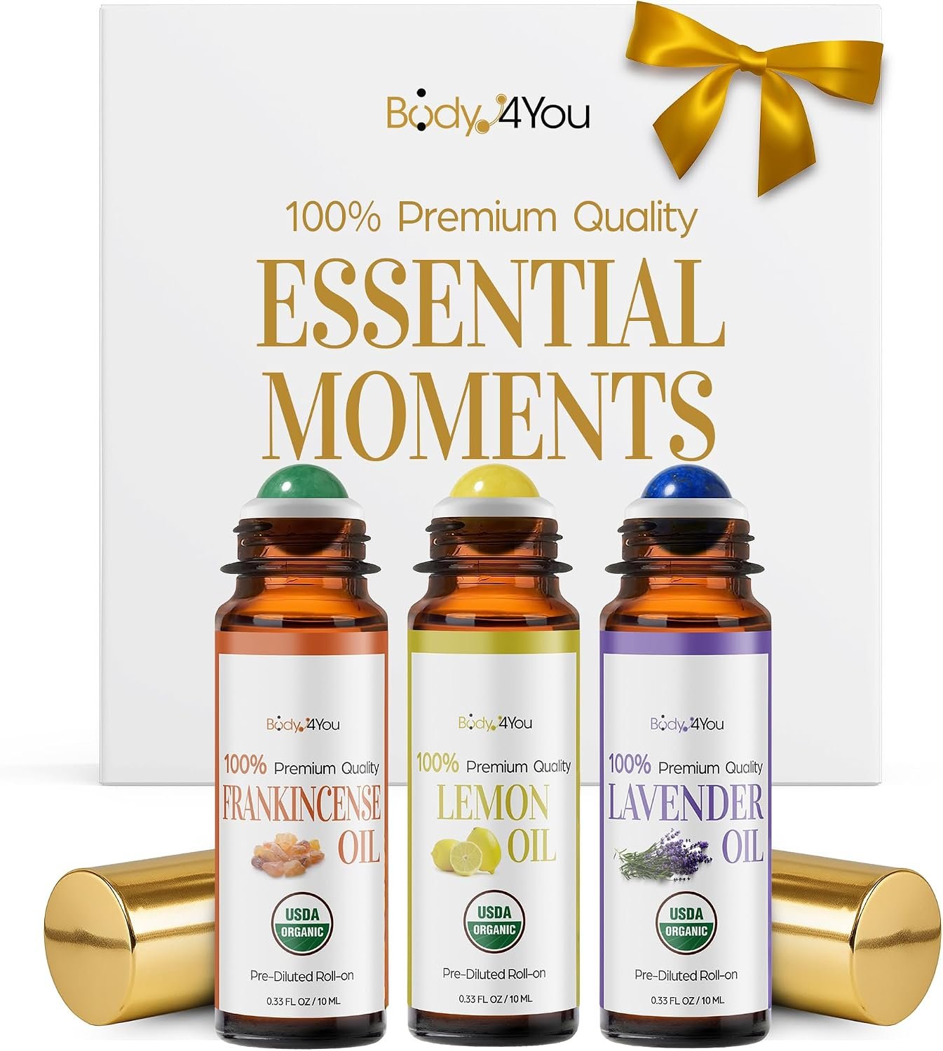 BodyJ4You 3PC Essential Oil Roll On Set – Lavender Lemon Frankincense
