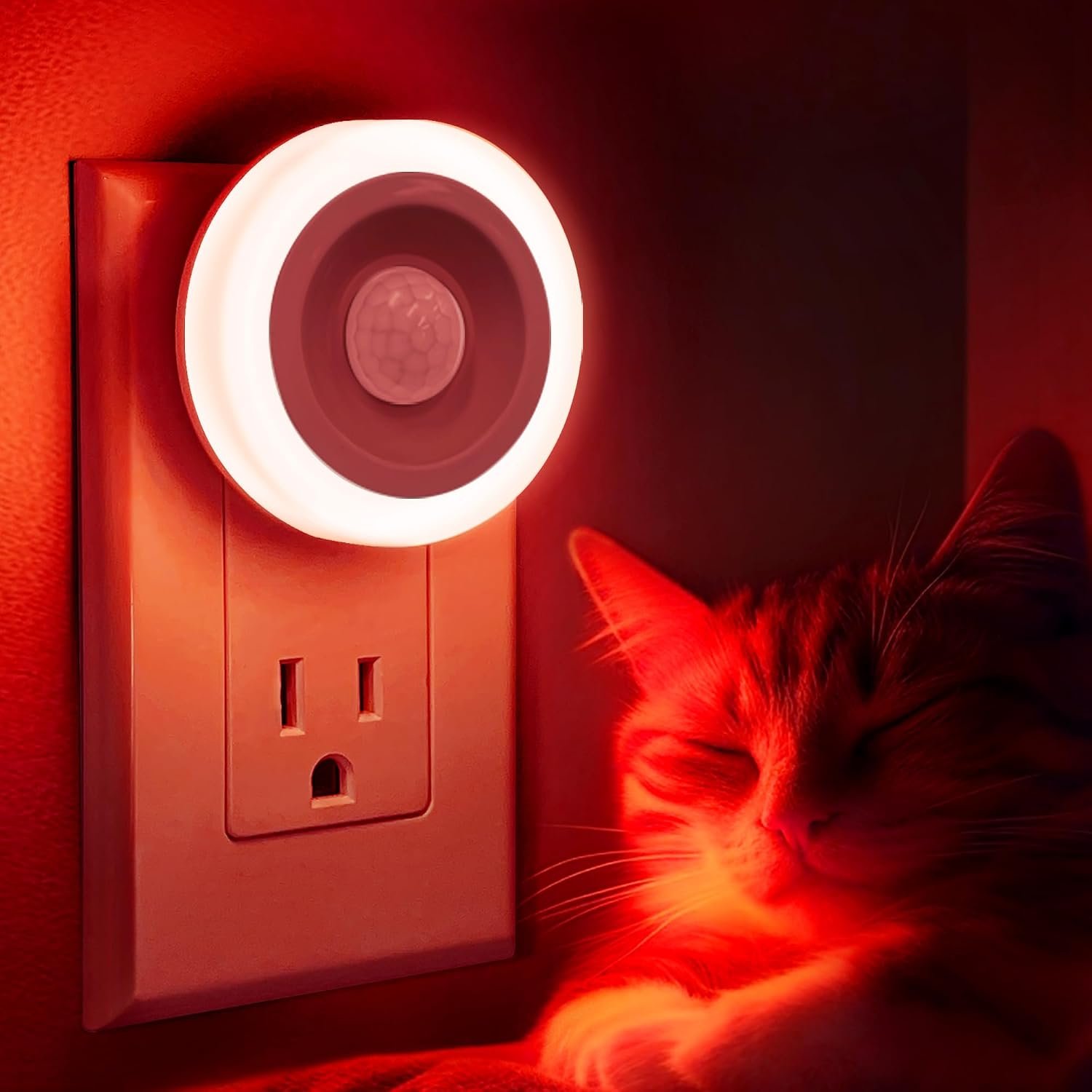Briignite Motion Sensor Night Light Red Night Lights Plug into Wall