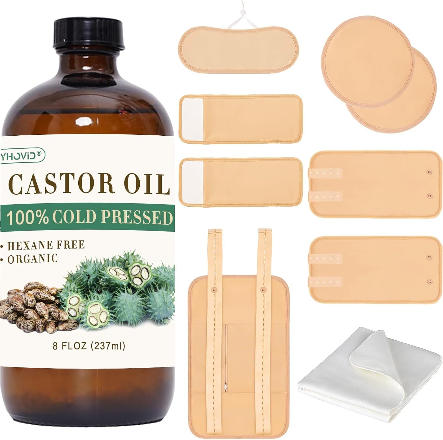 10 Pcs Organic Cotton Castor Oil Pack Wrap