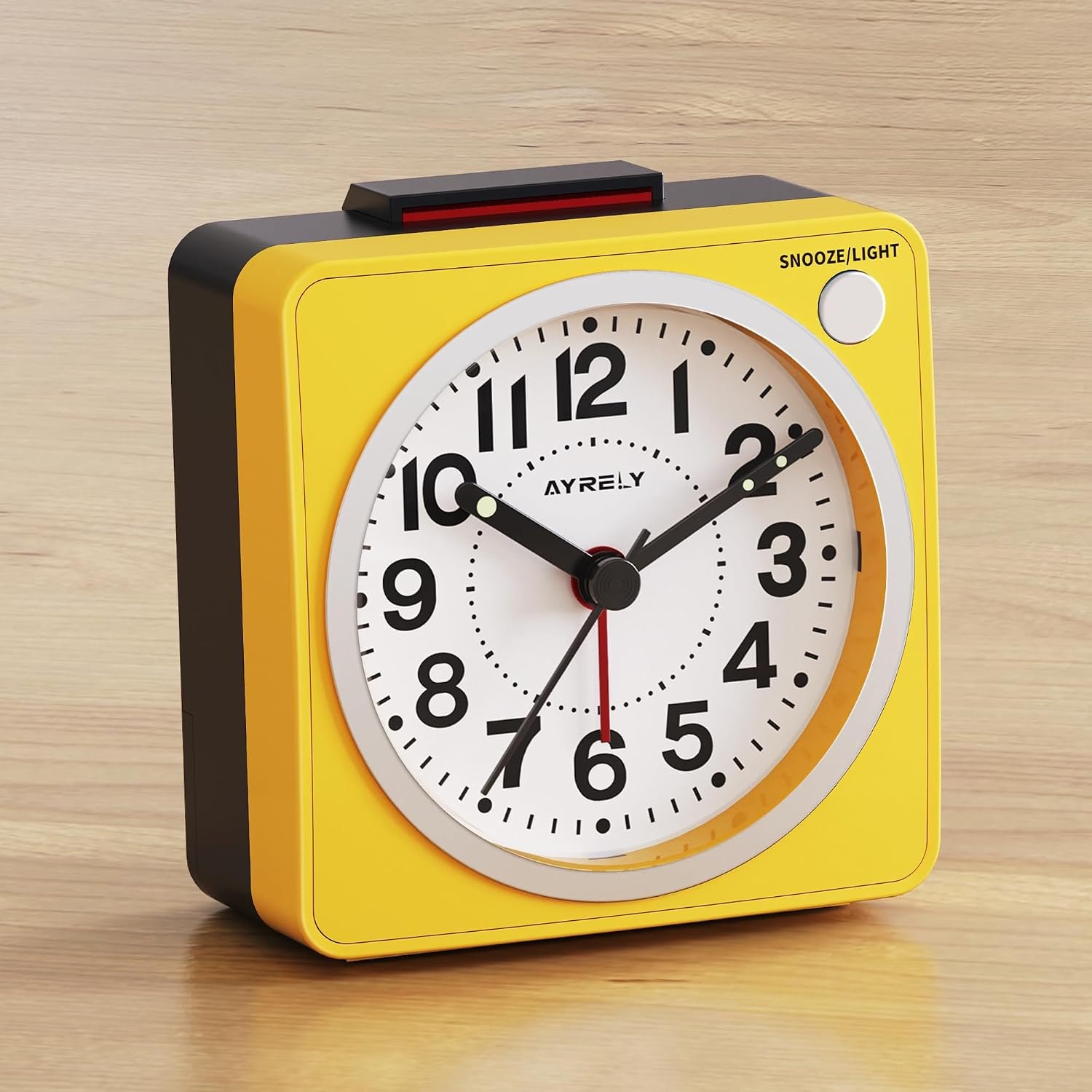 AYRELY® 2.6″ × 1.4″ Ultra Small Battery Operated Analog Travel Alarm Clock