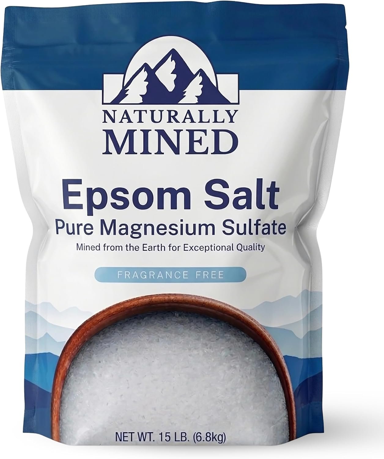 Naturally Mined Epsom Salt 15 lb Bulk, Pure Magnesium Sulfate, Unscented