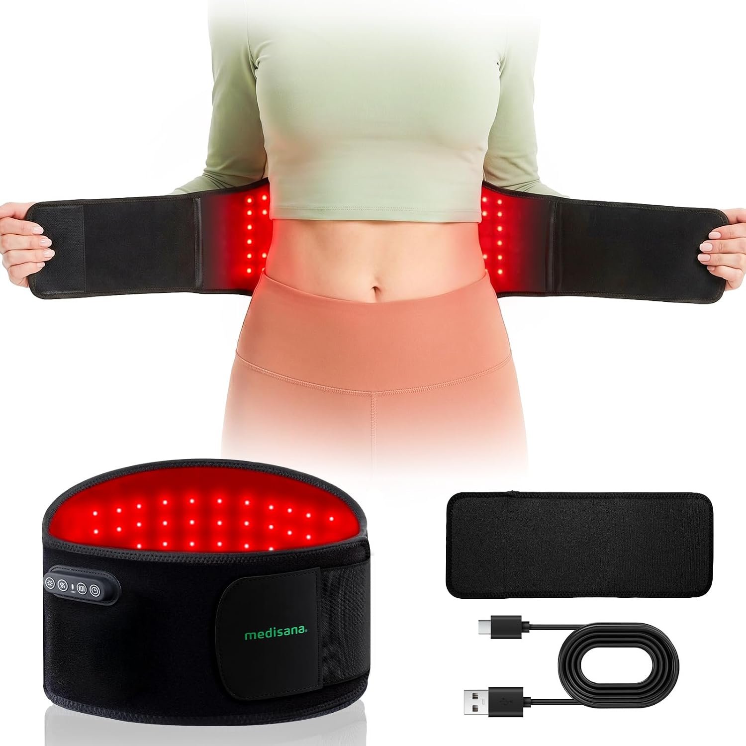 Medisana Red Light Therapy Belt, Cordless Heat and Vibration Device 11