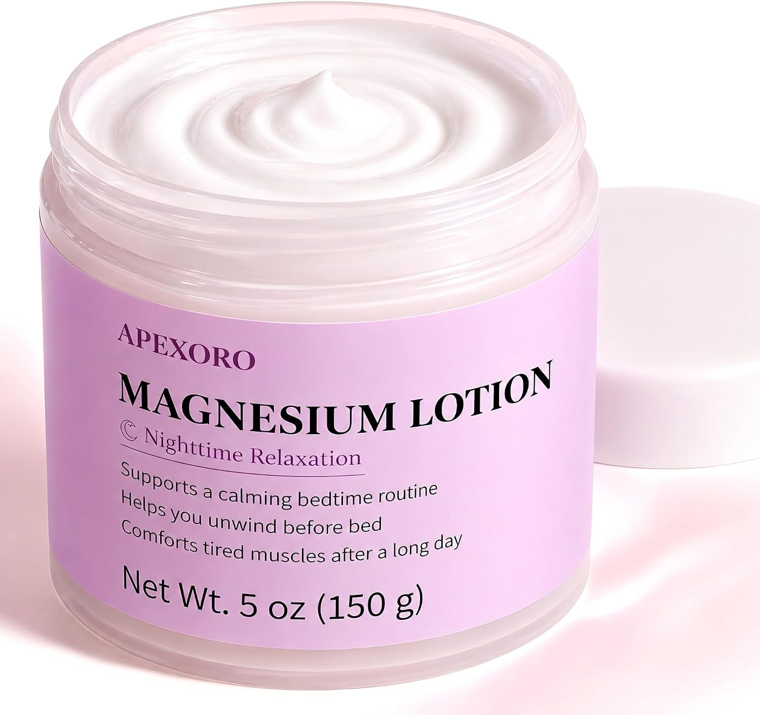 Magnesium Lotion for Nighttime Relaxation, Lavender Magnesium Sleep Cream & Body Lotion, Nighttime Magnesium Cream for Tired Muscles, Fast Absorbing Non-Greasy Evening Massage Cream, 5 oz