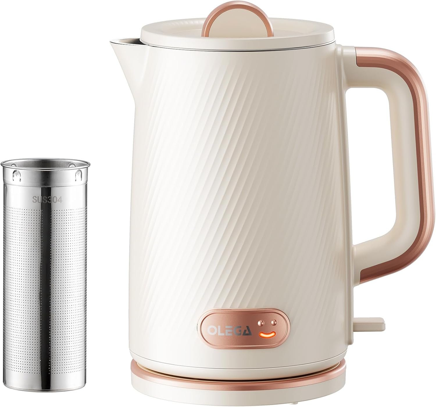 OLEGA Electric Kettle: 1200W Fast Boil Tea Kettles with Tea Infuser 1.5L
