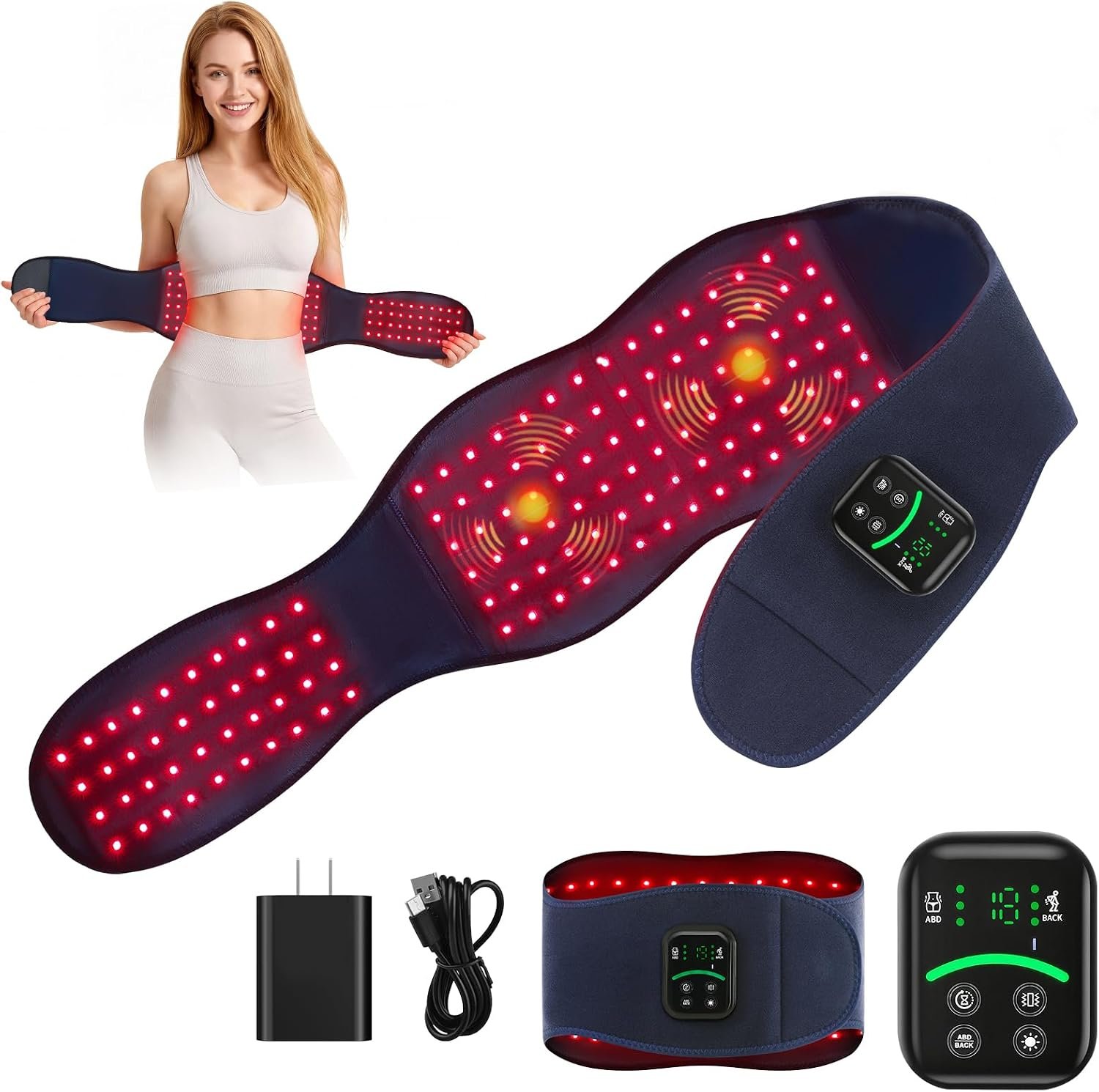 Red Light Therapy Belt for Body, Cordless Portable Infrared Waist Wrap