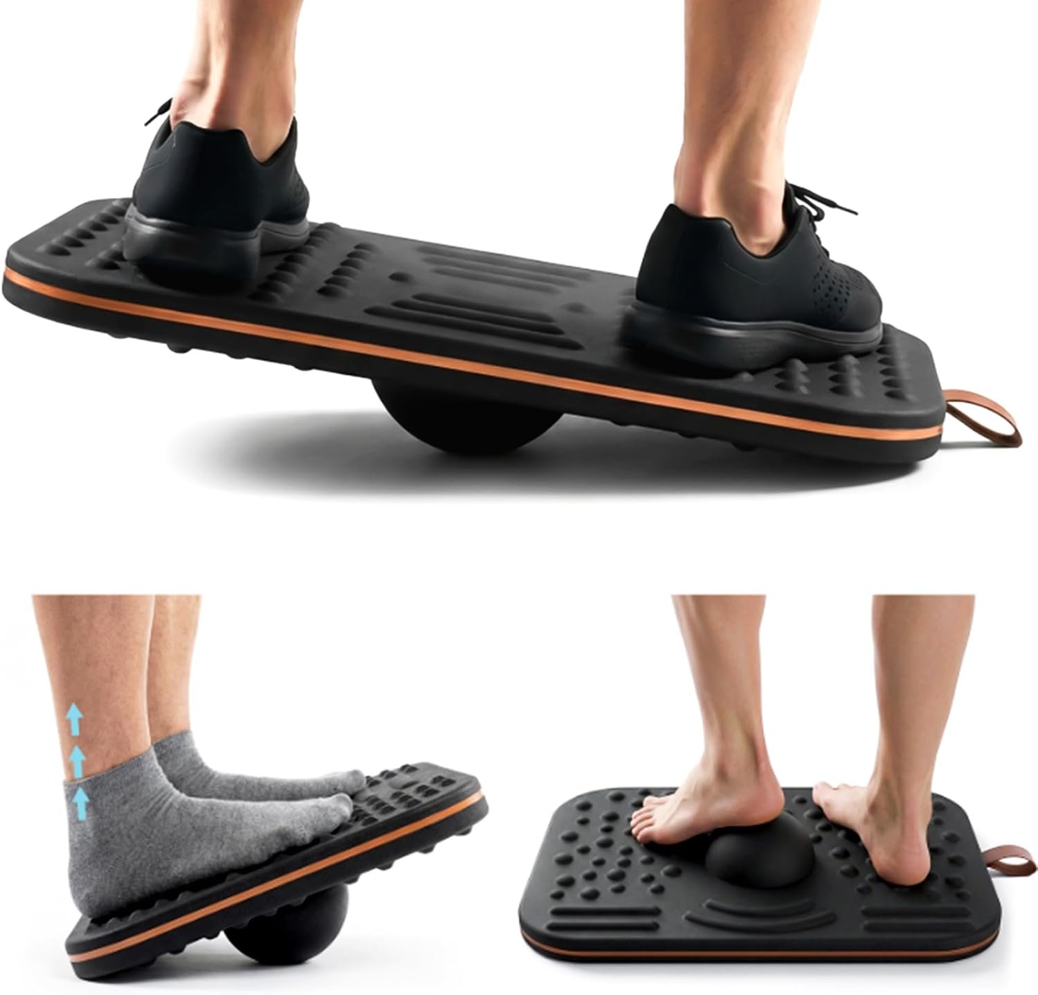 2-In-1 Standing Desk Balance Board & Foot Mat, Black