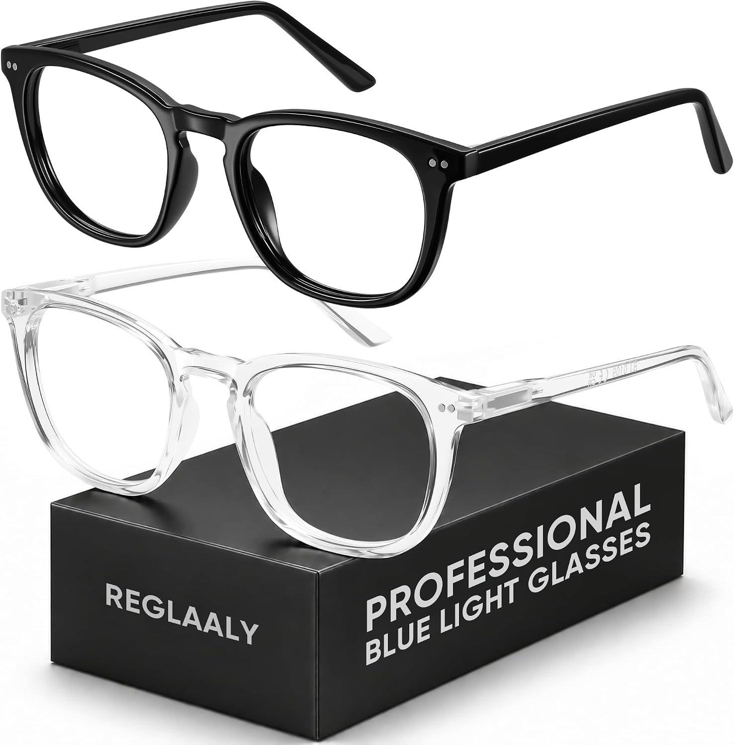 2 Pack Blue Light Glasses for Women Men, Clear Lens Blue Light Blocking Glasses with Lightweight Computer Glasses