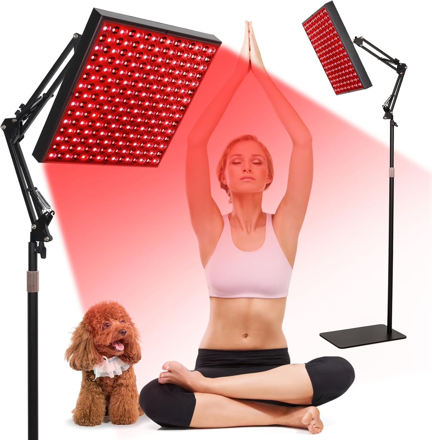 Red Light Therapy Panel with Stand, 12.2″ Square 225 LEDs 660nm & 850nm