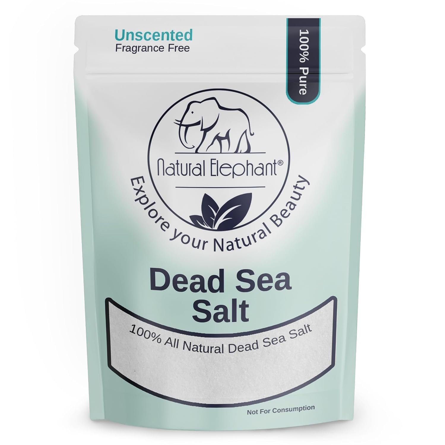 Natural Elephant Dead Sea Salt for Soaking & Bathing | 2 Pound Bag | Fine Grain | 100% Natural and Pure