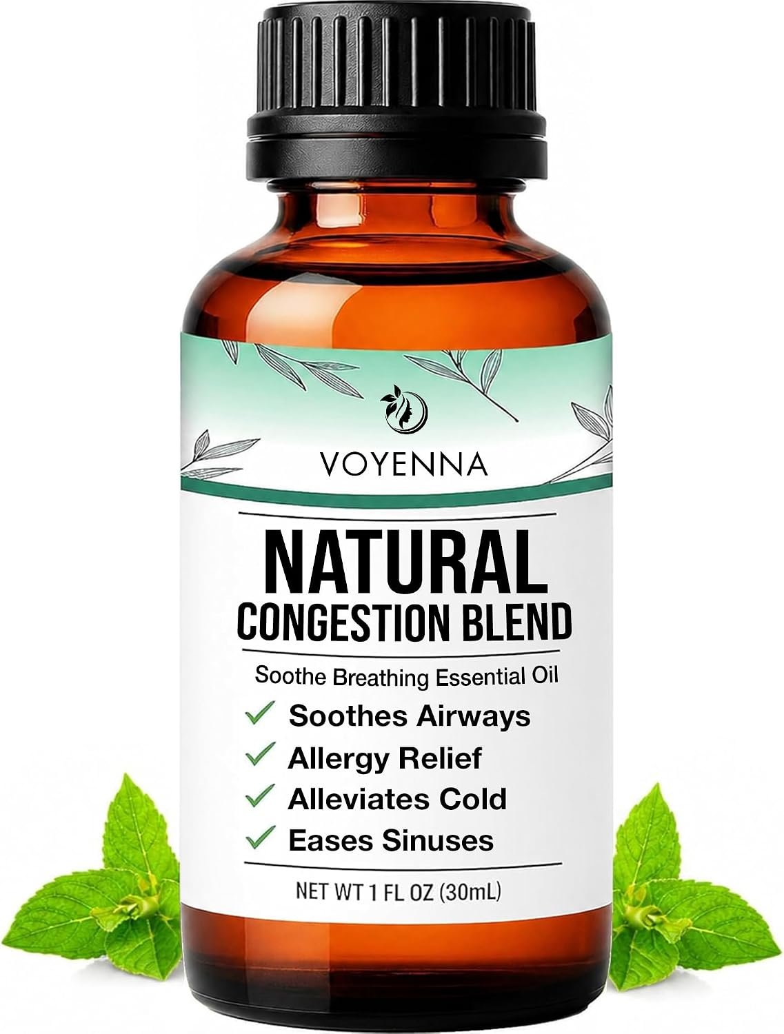 Essential Oil Breathe Blend for Diffuser, Humidifier, Aromatherapy & Rub with Peppermint & Eucalyptus Oils | for Headache, Allergy & Congestion
