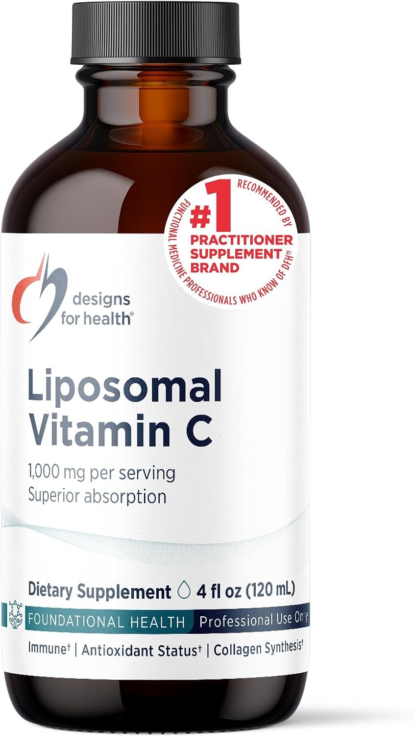 Designs for Health Liposomal Vitamin C Liquid – 1000mg Vitamin C Supplement – Liposomes (from Sunflower Lecithin) for Superior Absorption – Non-GMO, Pleasant Lemon Flavor (24 Servings / 4oz)