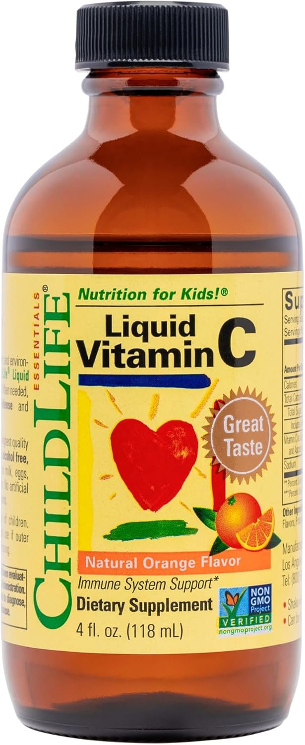 CHILDLIFE ESSENTIALS Liquid Vitamin C Low Sugar Kids, 4 Fl Oz (Pack of 1)