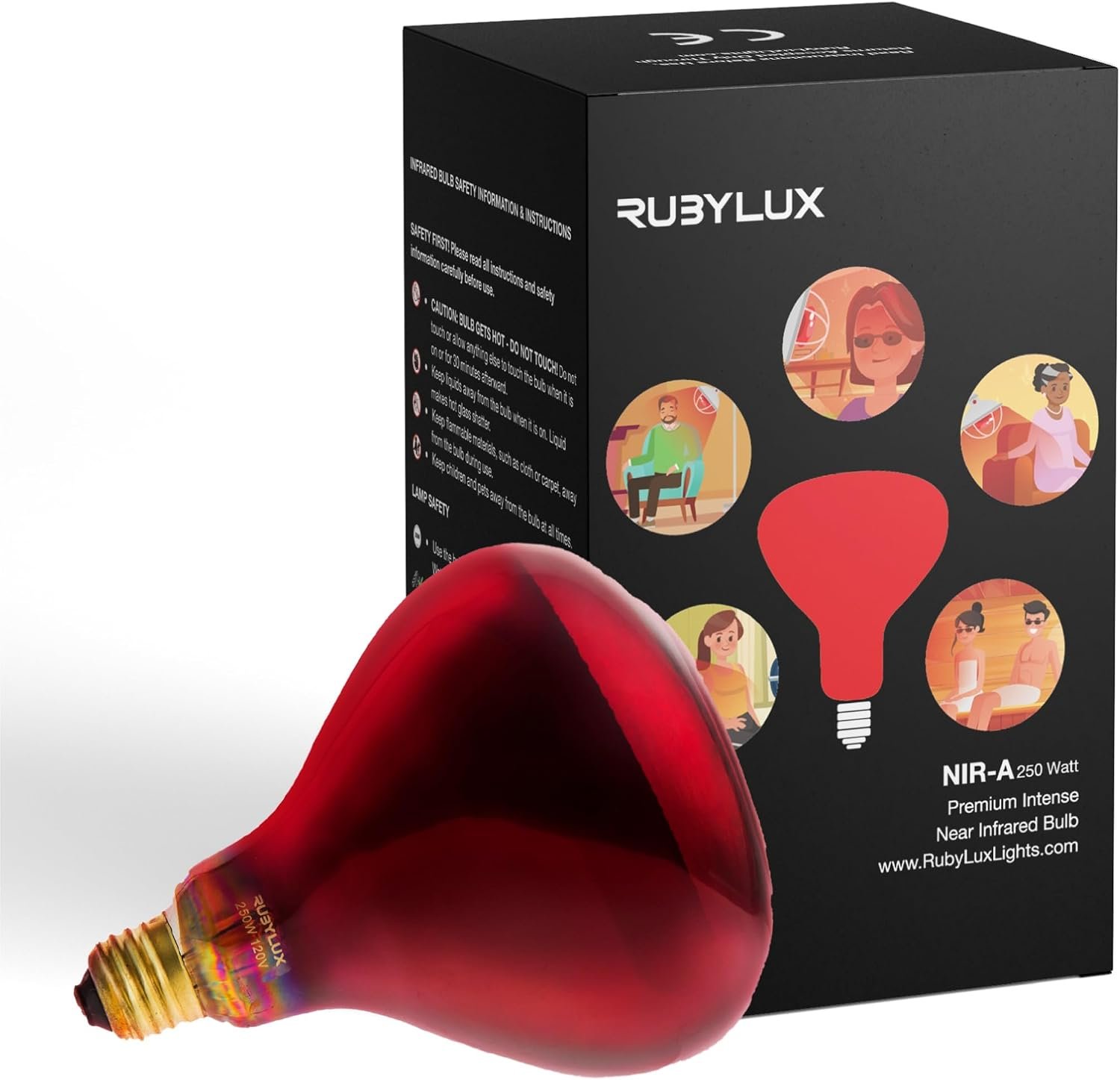 RubyLux NIR-A Near Infrared Bulb Grade A – 250W Red 1 Count
