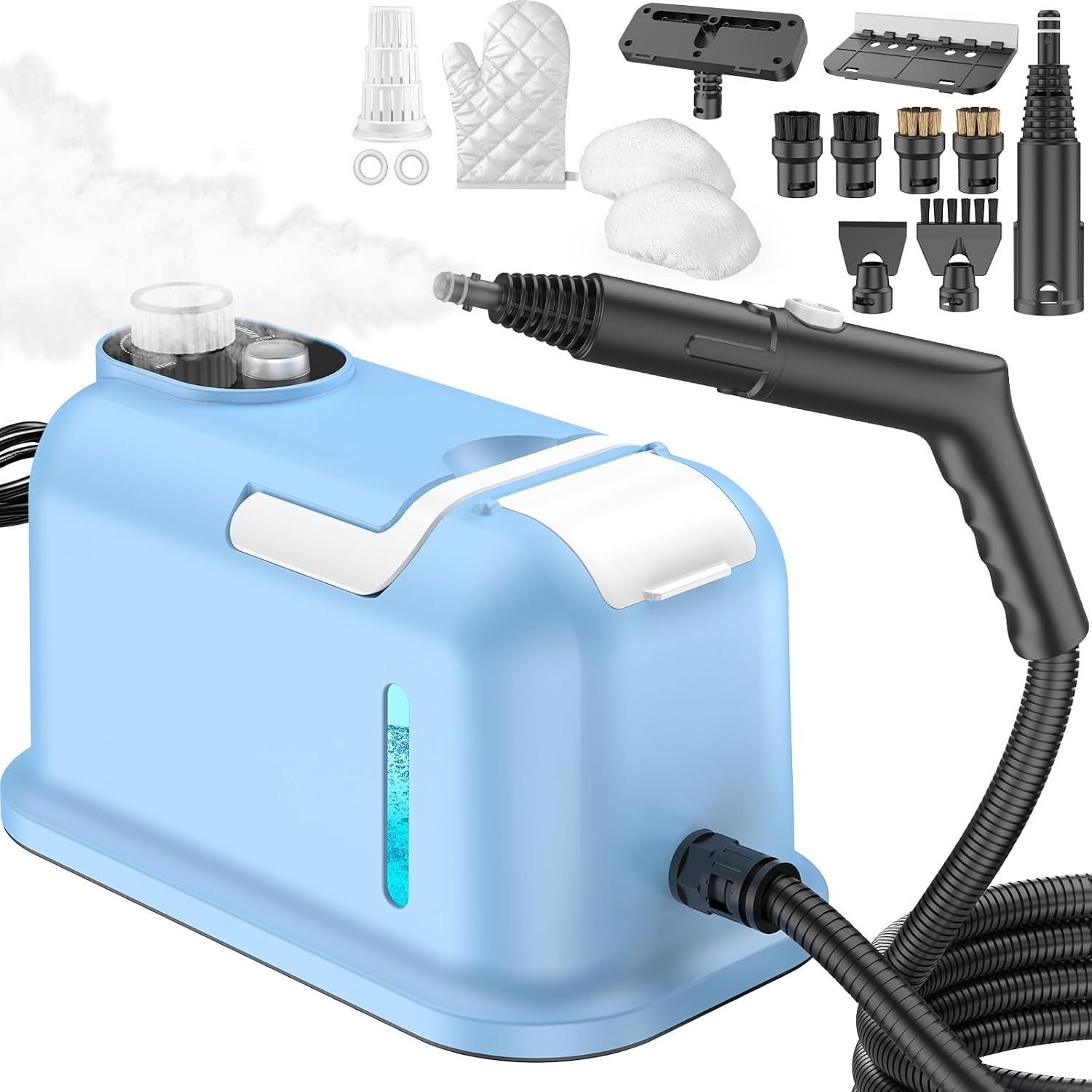 60.87oz Heavy Duty Steam Cleaner, 10s Rapid Heating Handheld Steamer for Whole Home, Car, Grout & Tile – Chemical-Free Pressurized Steam for Floors, Kitchen, Upholstery with 15 Accessories