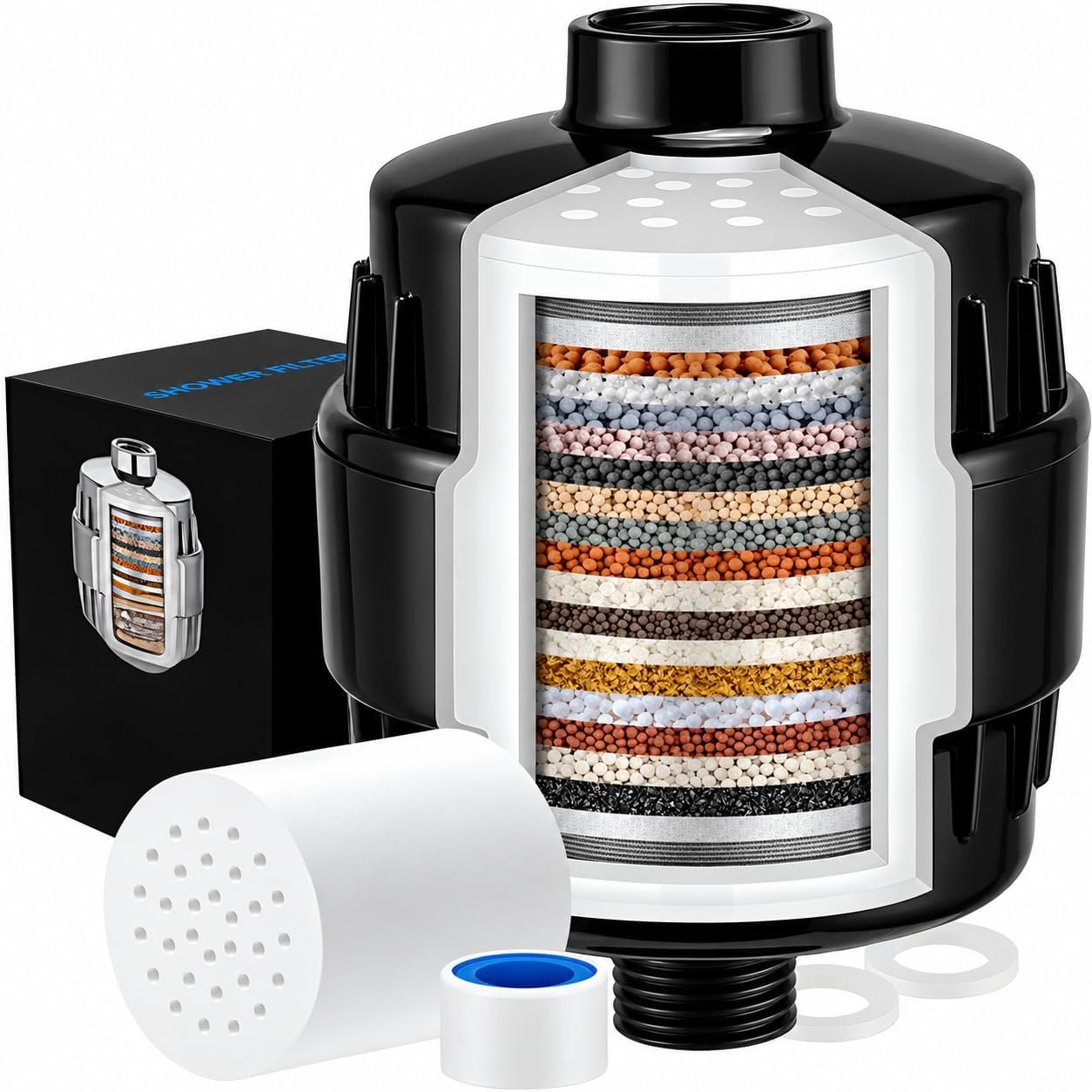 20 Stage Shower Filter for Hard Water, High Flow Shower Head Filter