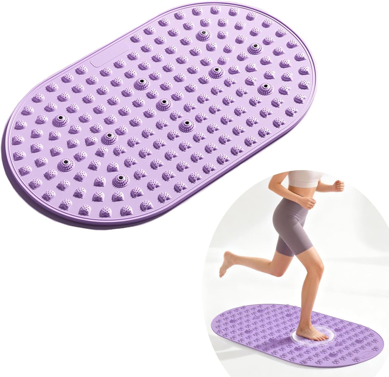 Foot Massage Mat with Reflexology Points Silicone Running Yoga Pad TPE Soft Rubber, Anti-Slip, Fitness Equipment for Home Use Purple 29.5in x 17.7in