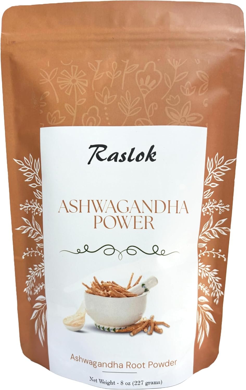 Raslok Ashwagandha Root Powder| Finest Grade A Root Powder – Withania Somnifera | Non-GMO, Vegan & Raw from India (8 Oz)
