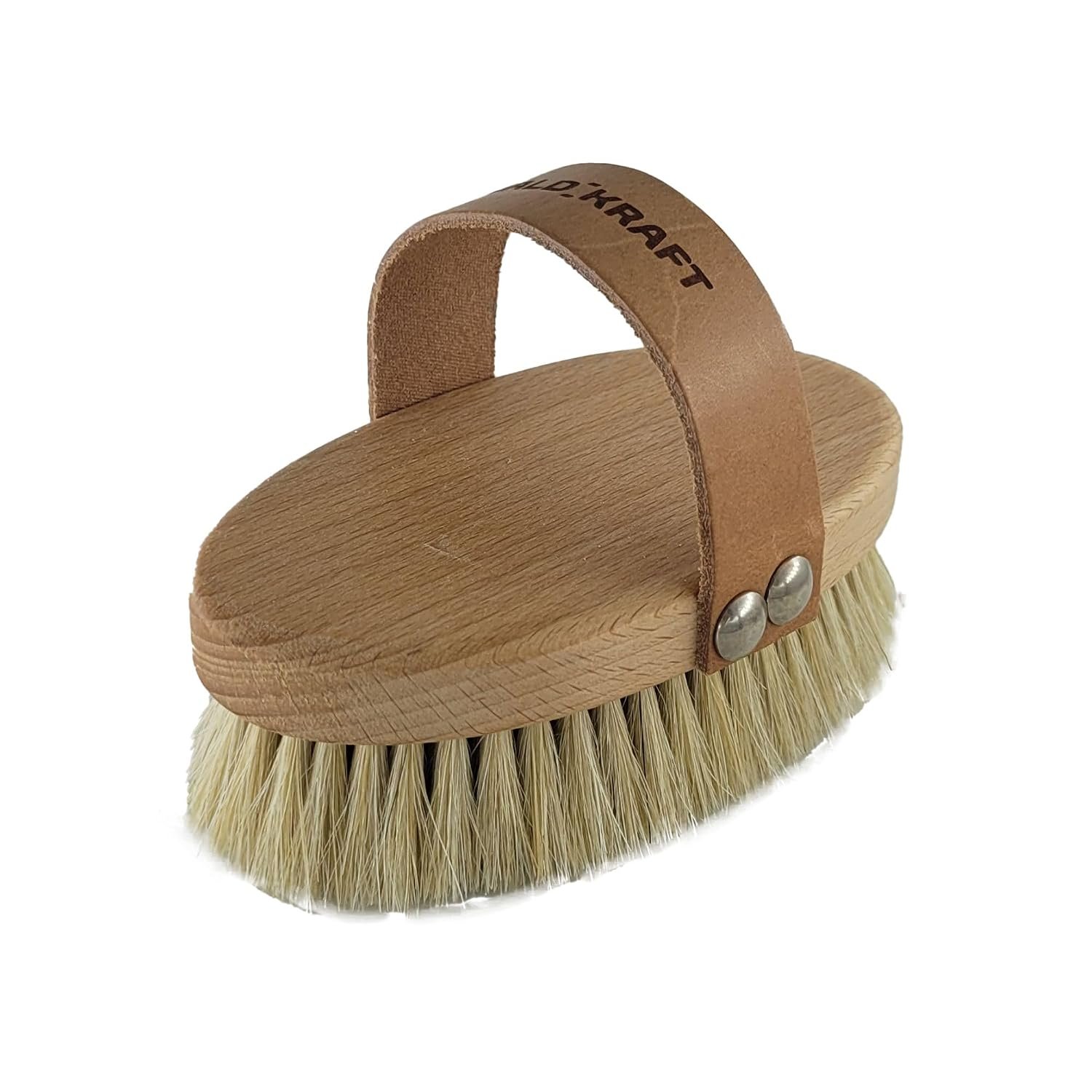 Energy Ionic Brush – for Dry Brushing – Oiled Beech Wood with Leather Strap – Ultra-Fine Copper Wire and Black Horse Hair – Made in Germany