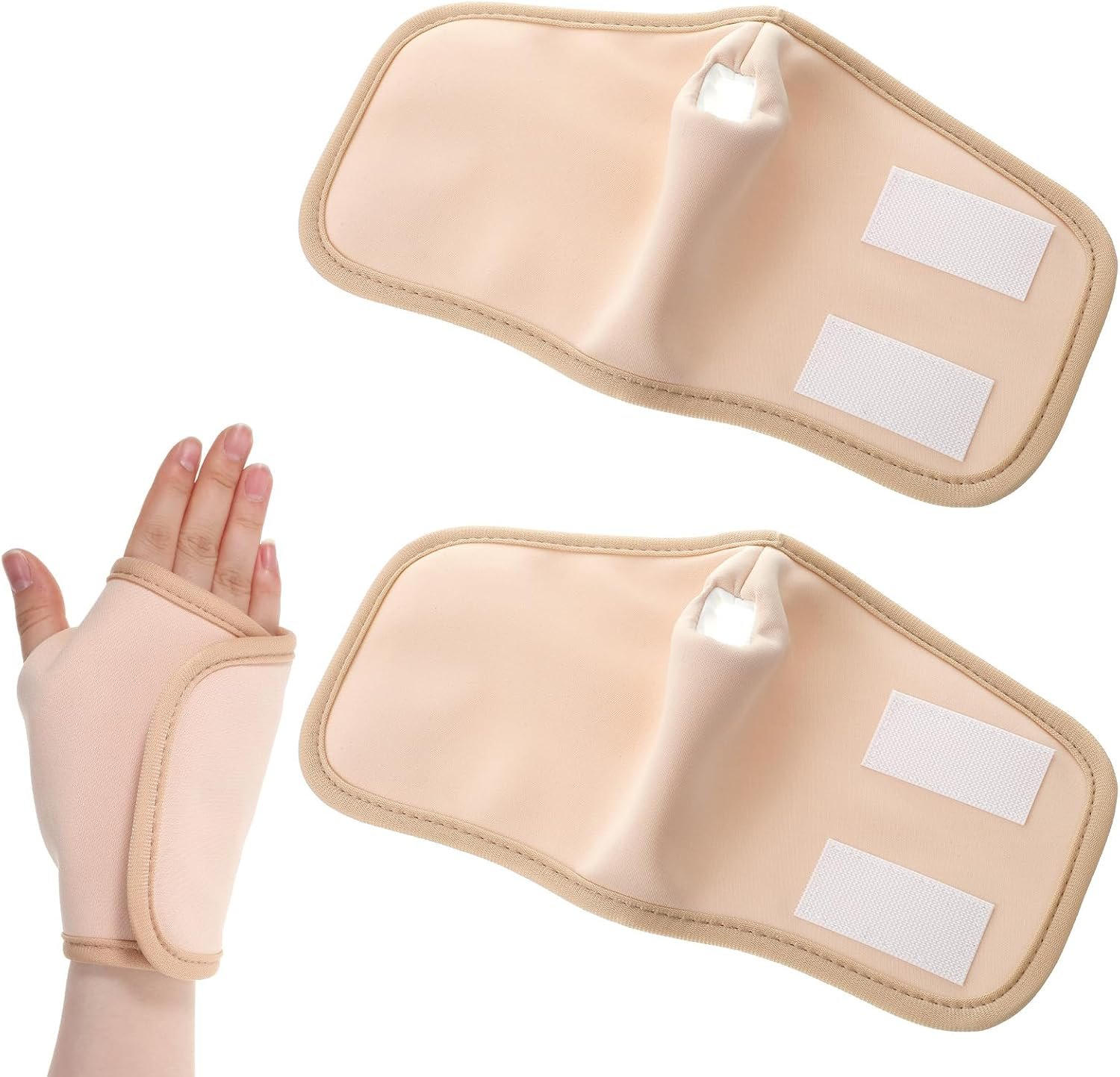 2PCS Castor Oil Pack Wrap for Hands, Reusable Organic Cotton Hand Wrap Adjustable Castor Oil Pads, Wrist Brace for Skin Picking Finger Compression Sleeve for Dry Hands Sleeping(11.42 x 6.3 Inches)