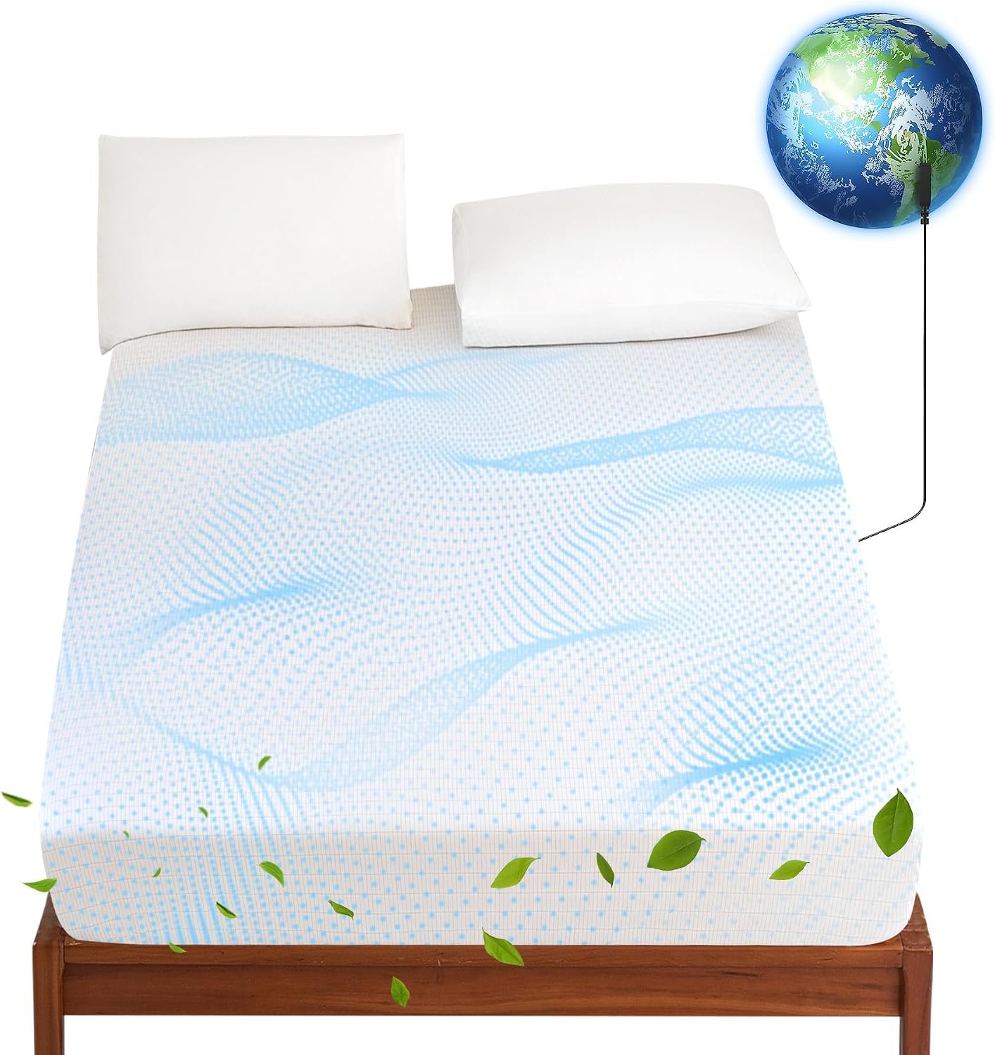 Levoo Grounding Sheets King 90% Organic Cotton + 10% Pure Silver Fitted Grounded Sheet for Healthy Sleep Therapy Earth Connected Bed Sheet with Long Grounding Cord (White 78″x 80″x 16″)