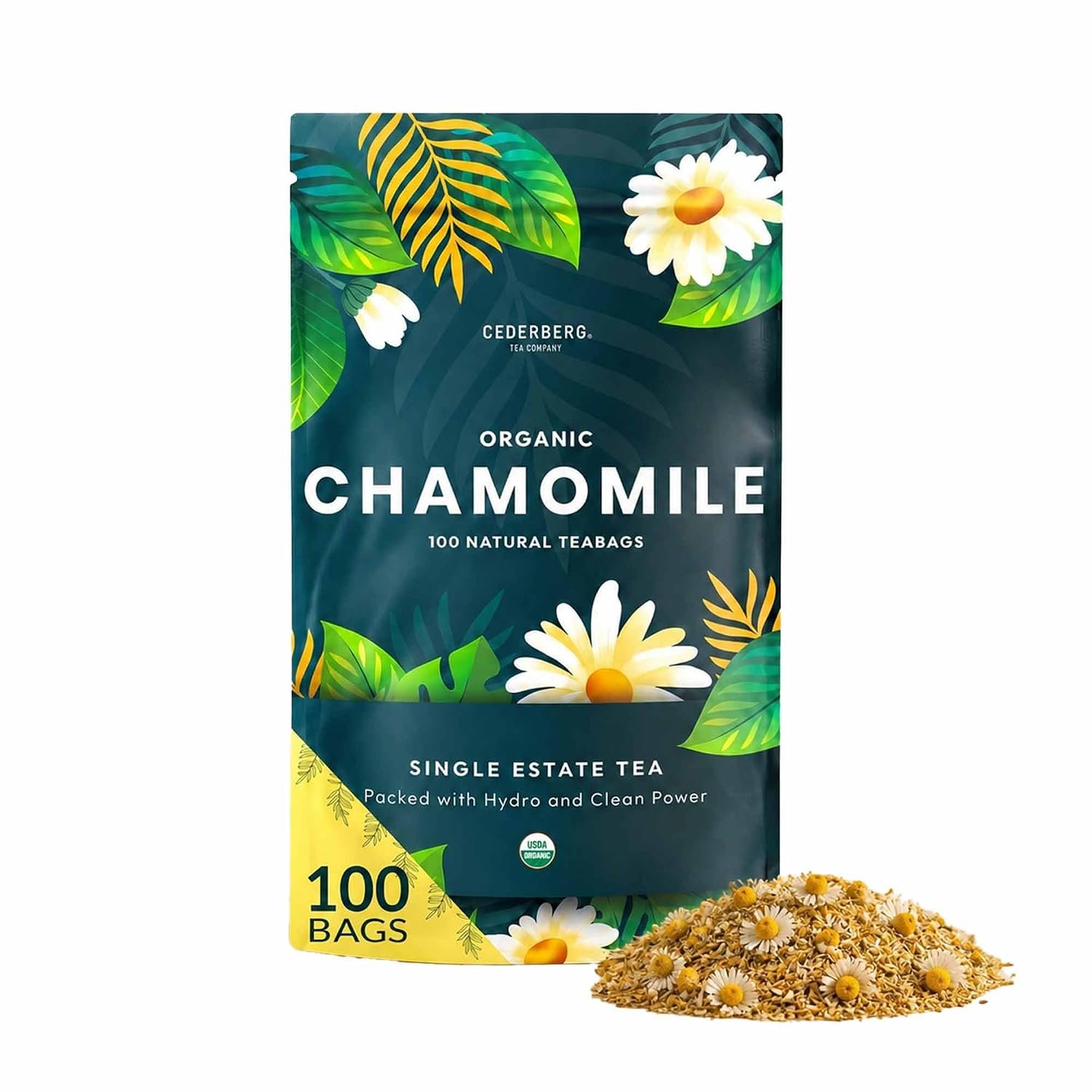 Organic Chamomile Tea — 100 Tea Bags | Organic Herbal Tea From Single Origin | Eco-Friendly Tea Bags | Non-GMO Caffeine Free Tea With Zero Sugar | Cederberg Tea Company