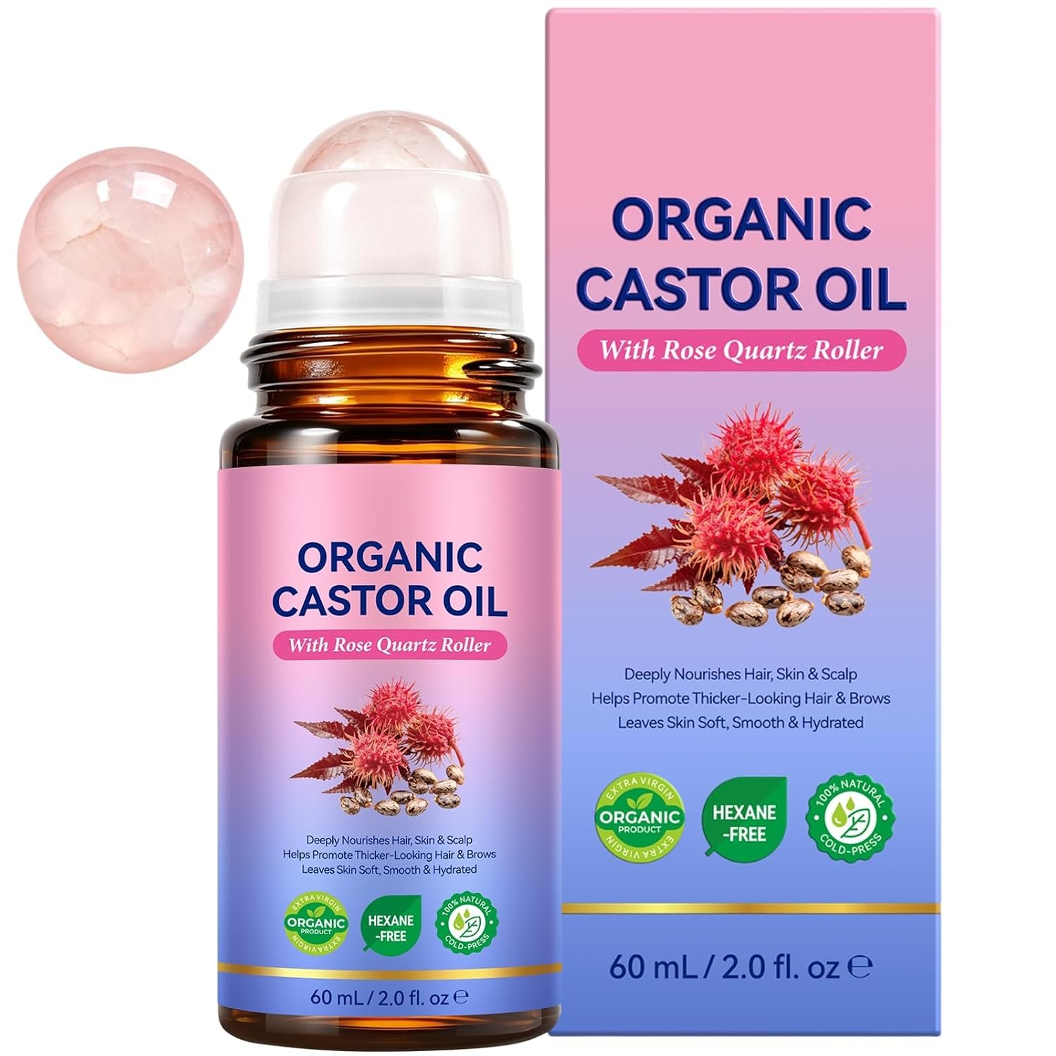 Organic Golden Castor Oil Roll-On 100% Cold-Pressed 60mL