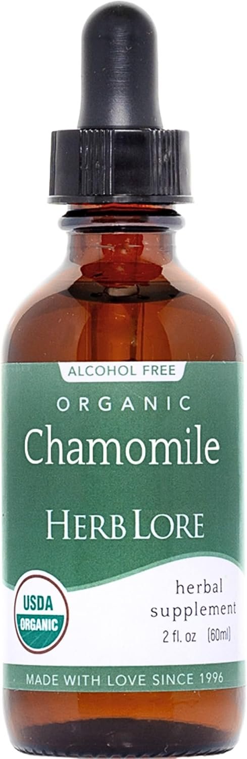 Herb Lore Organic Chamomile Tincture – Liquid Chamomile Drops for Babies & Adults – Melatonin-Free Sleep Supplement (2 fl oz)