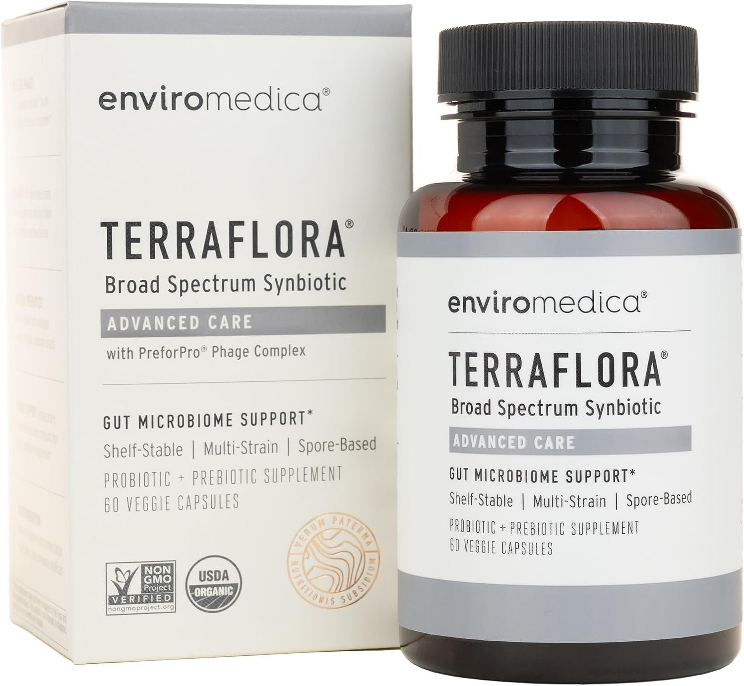 Terraflora Advanced Care Synbiotic, SBO Spore Probiotic, Gut, 60 Ct