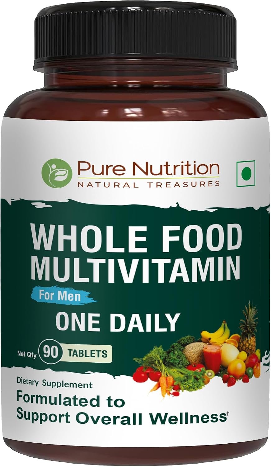 Pure Nutrition Whole Food Multivitamins for Men | 90 Tabs | One-A-Day | 100% RDA | 24 Natural Vitamins and Minerals | All Natural Plant Based Men’s Multivitamin | 3 Months Supply