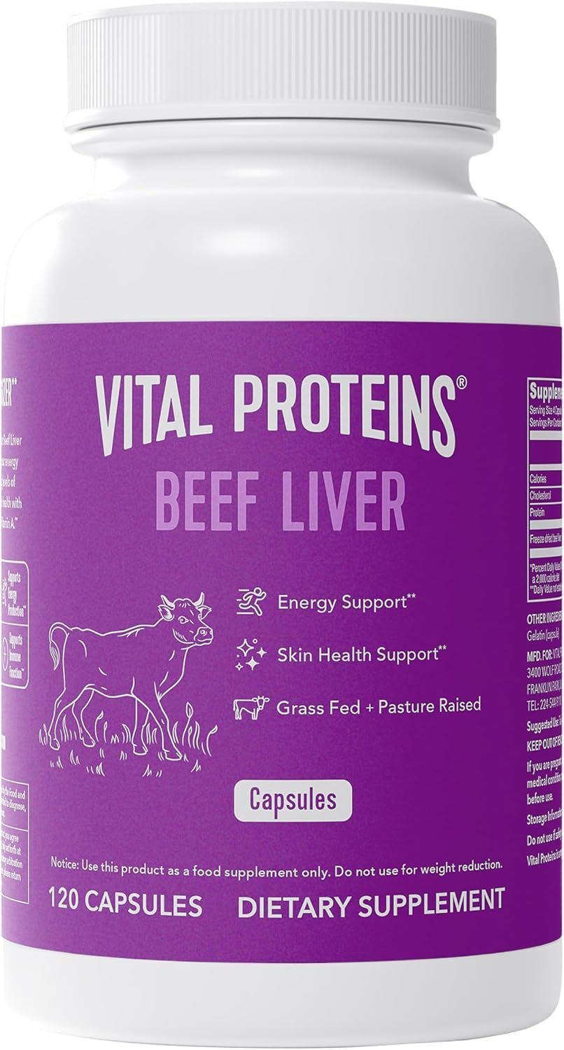 Vital Proteins Grass Fed Beef Liver, 120 Capsules